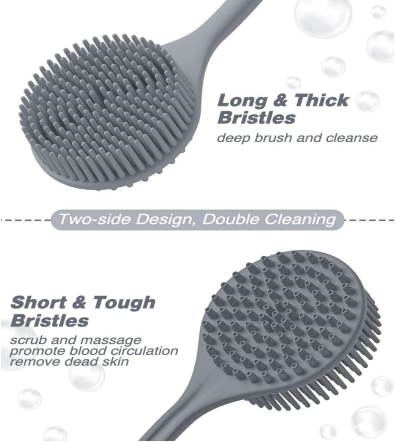 Bath Brush and Body Scrub Gloves, Body Massage Brush Back Scrubber Long Handle Bath Shower Brush, Bath Body Exfoliating Glove for Women Men Removing Exfoliation Easy Foaming Smooth Skin Surface