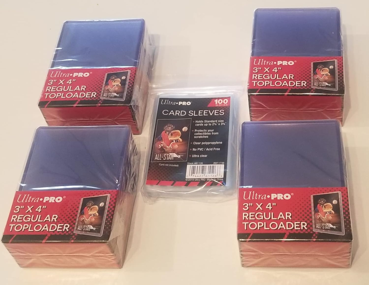 Ultrapro 3" X 4" Clear Regular Top Loaders - 100 Total + Ultra Pro Clear Soft Sleeves - 100 Total