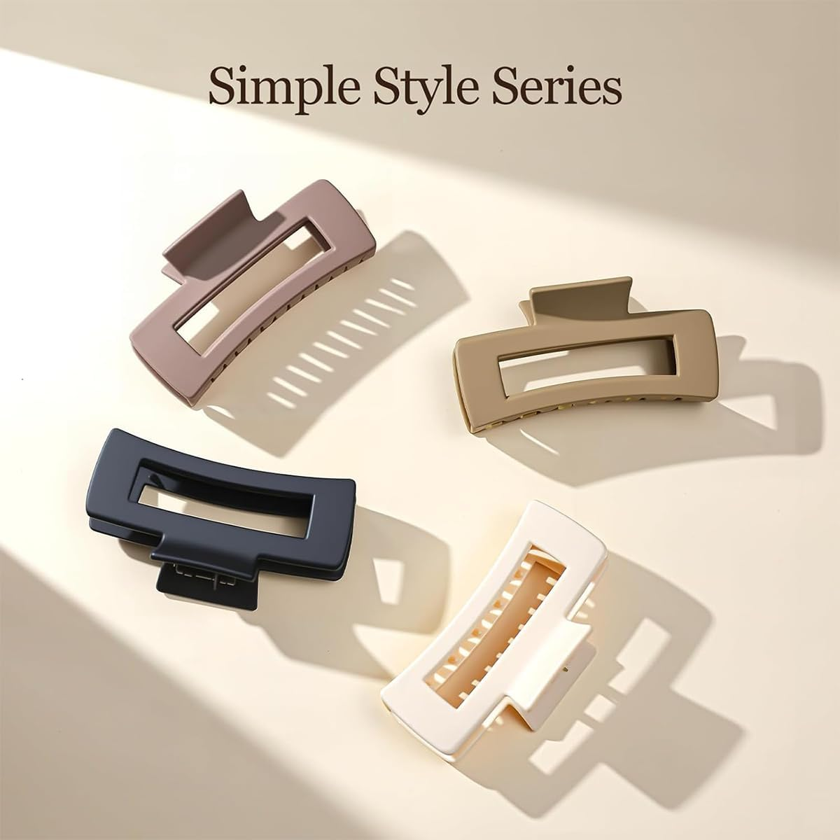 4Pcs Large Matte Hair Claw Clips - Stylish and Secure Hold for Thick Hair, Ideal for Daily and Party Use image number 2