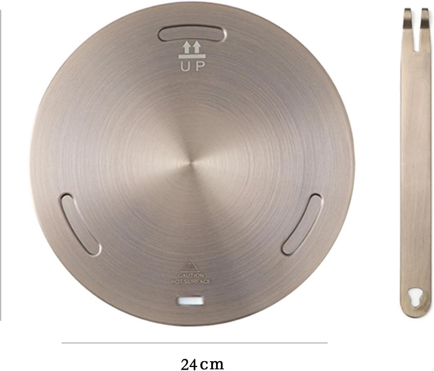 9.45Inch Heat Diffuser Plates for Gas Electric Stoves, Flygragon Stainless Steel Cooking Induction Adapter Plate for Glass Cooktop, Detachable Handle Induction Cooktop Converter Plate image number 6