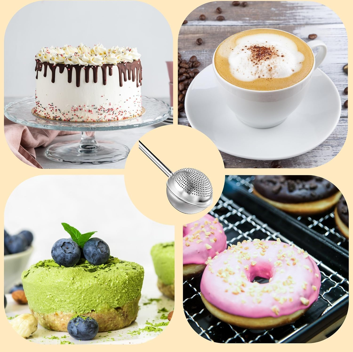 2 PCS Flour Dusting Wand,With Powder Spreading Molds, Dusting Wand for Sugar, Flour and Spices, Stainless Steel Pick up and Dust Flour Sifter, Dusting Wand for Sugar, Flour and Spices image number 2