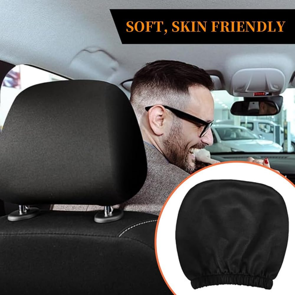 Car Headrest Covers, 4 Pcs Soft Head Rest Cover Protector, Dustproof Washable Head Rest Protector Cover with Elasticated Hems, Universal Car Seat Headrest Cover For, SUV, Truck image number 4