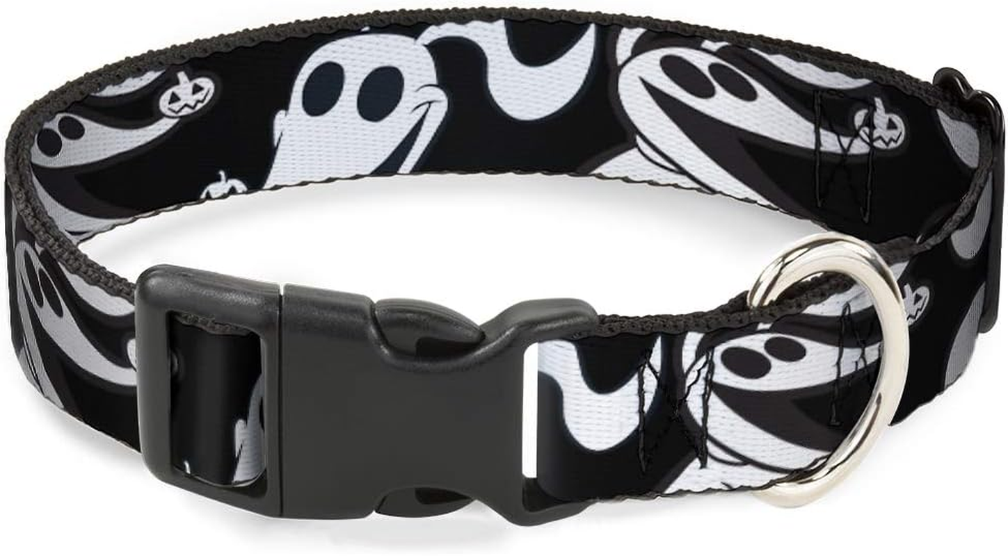 Dog Collar Plastic Clip Nightmare before Christmas Zero Expressions Black White 6 to 9 Inches 0.5 Inch Wide image number 3