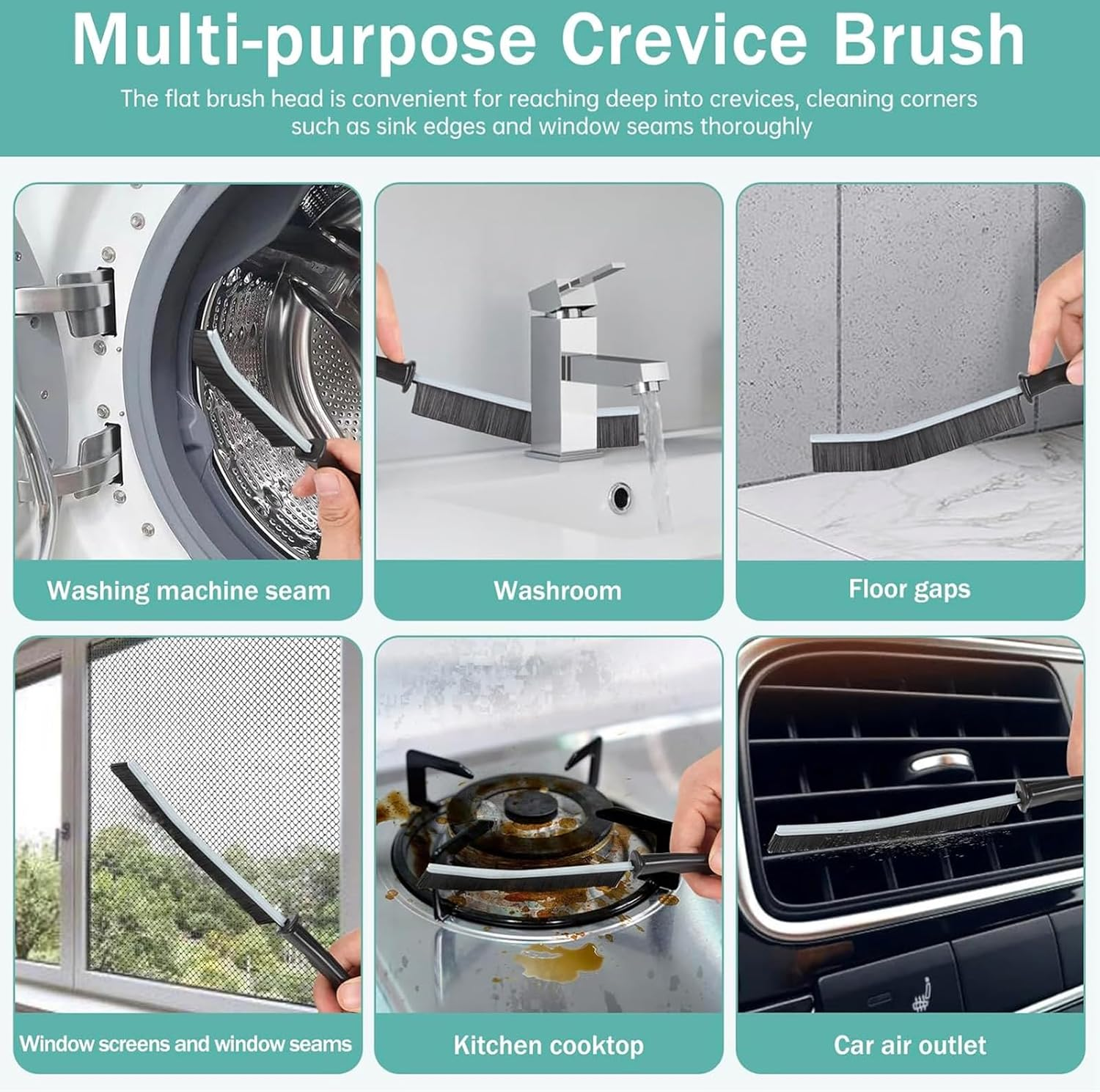 Crevice Cleaning Brush,6 PCS Cleaning Brushes,Scrubbing Brush,Cleaning Products,Home Essentials,Grout Brush Cleaning Tools for Household Supplies, Bathroom, Shower, Kitchen, Window, Toilet