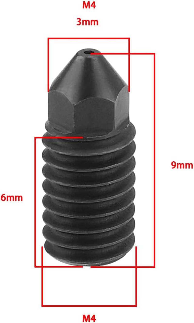 Ecsing 5Pcs 0.4Mm 3D Printer Nozzles 9X3Mm Hardened Extruder Hardened Steel Nozzles Compatible with Bambu Lab A1/A1 Mini 3D Printer Black image number 2