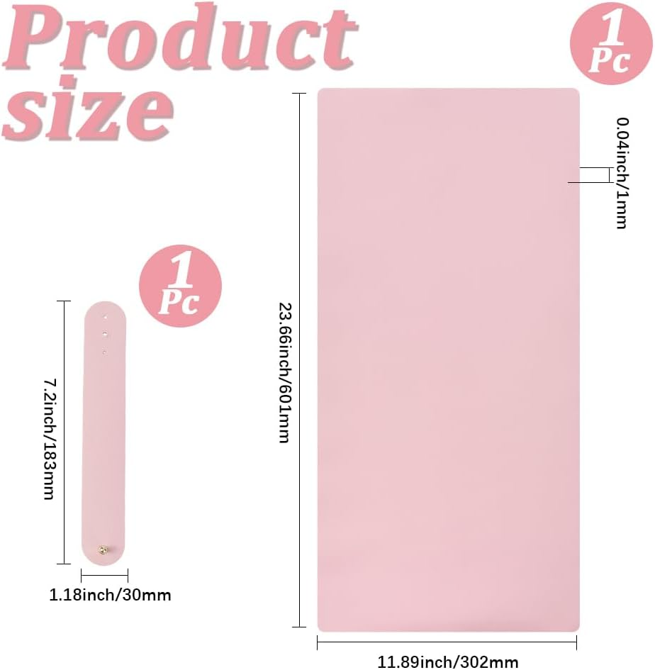 CABODYALS Pink Nail Art Table Mat Foldable Soft Single Side PU Leather Arm Hand Rest Pad Non Slip Waterproof Protective Washable Computer Keyboard Desk Mats for Home Manicure Salon Work Writing - Black image number 5