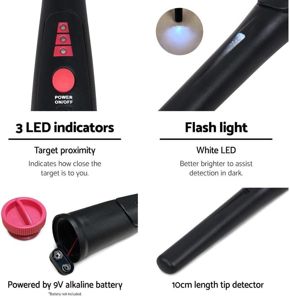 WEISSHORN Metal Detector, Portable Handheld Pinpointer Finder Bounty Hunter Black image number 3