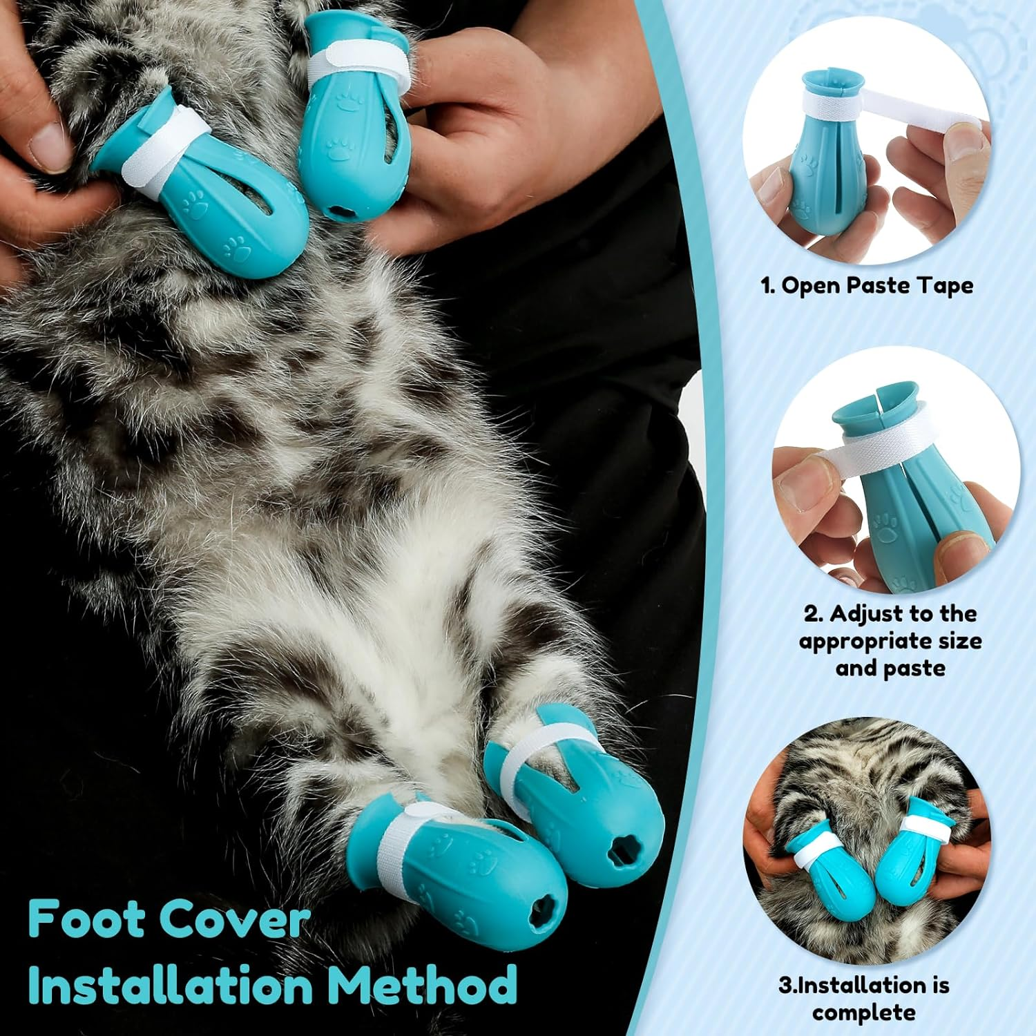 Cat Muzzle for Grooming, Breathable Cat Muzzle Helmet with 4 Silicone Paw Shoes, Transparent Cat Astronaut Helmet, Cat anti Bite Helmet for Cats Bathing Shaving Nail Trimming (Small) image number 1