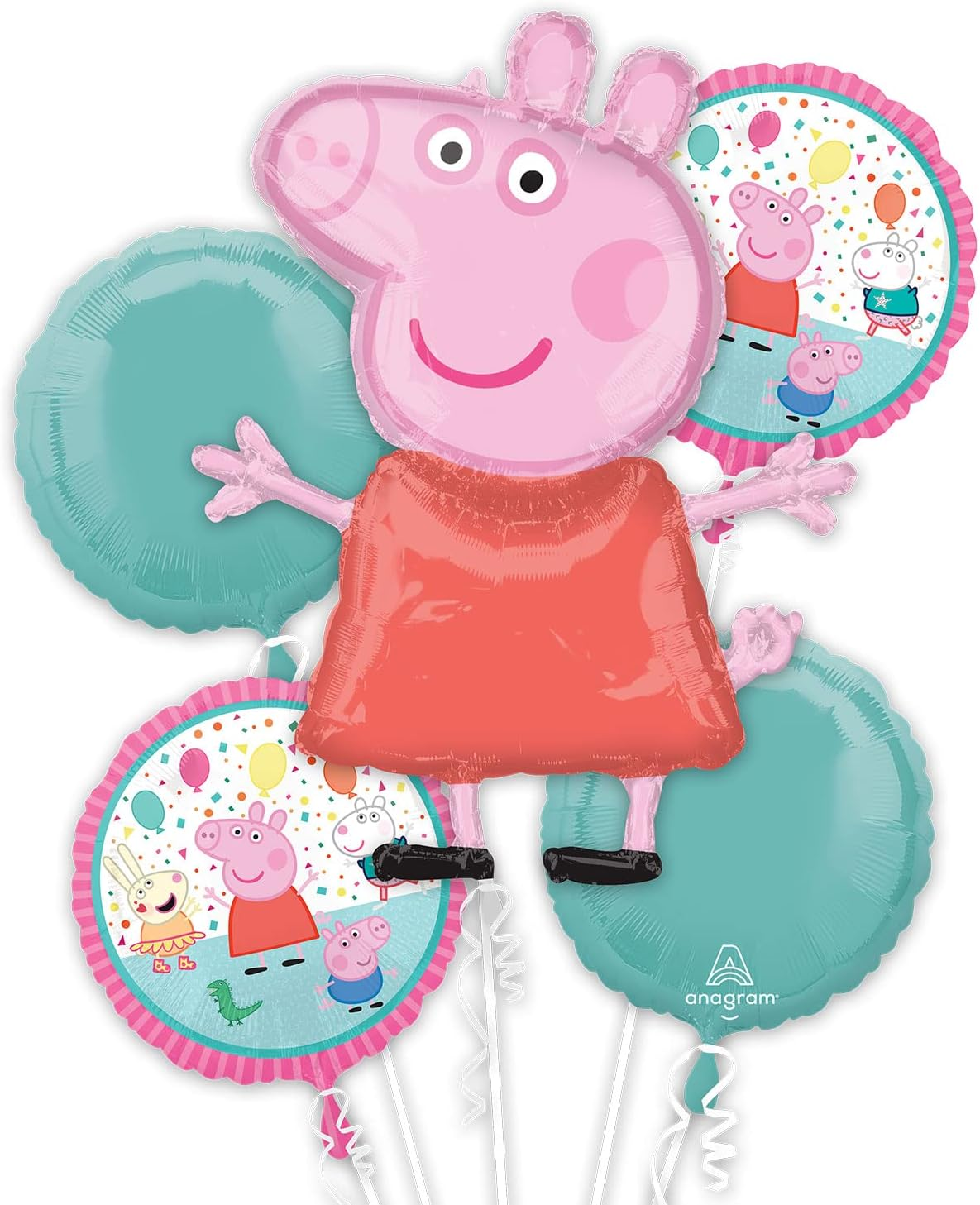 Anagram P75 Peppa Pig Licensed Foil Balloon Bouquet (Pack of 5) image number 1