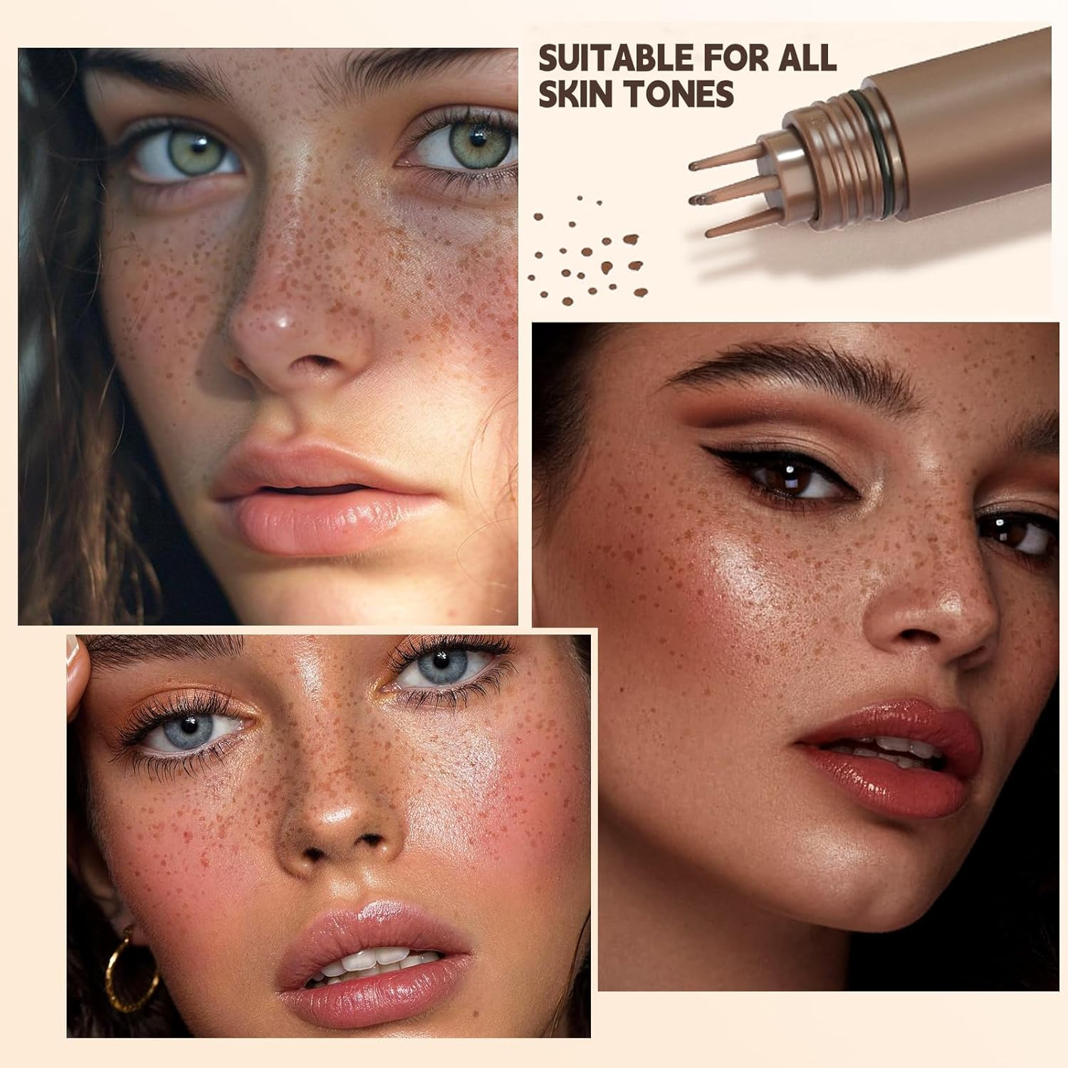 Noerrors Freckle Stamp Pen, Waterproof Fake Freckles Tattoo, Magical, Lifelike, Quick-Drying, Long-Lasting Light Brown, Fake Freckle Colour, Women, Girls, Make-U #04 Caramel image number 1