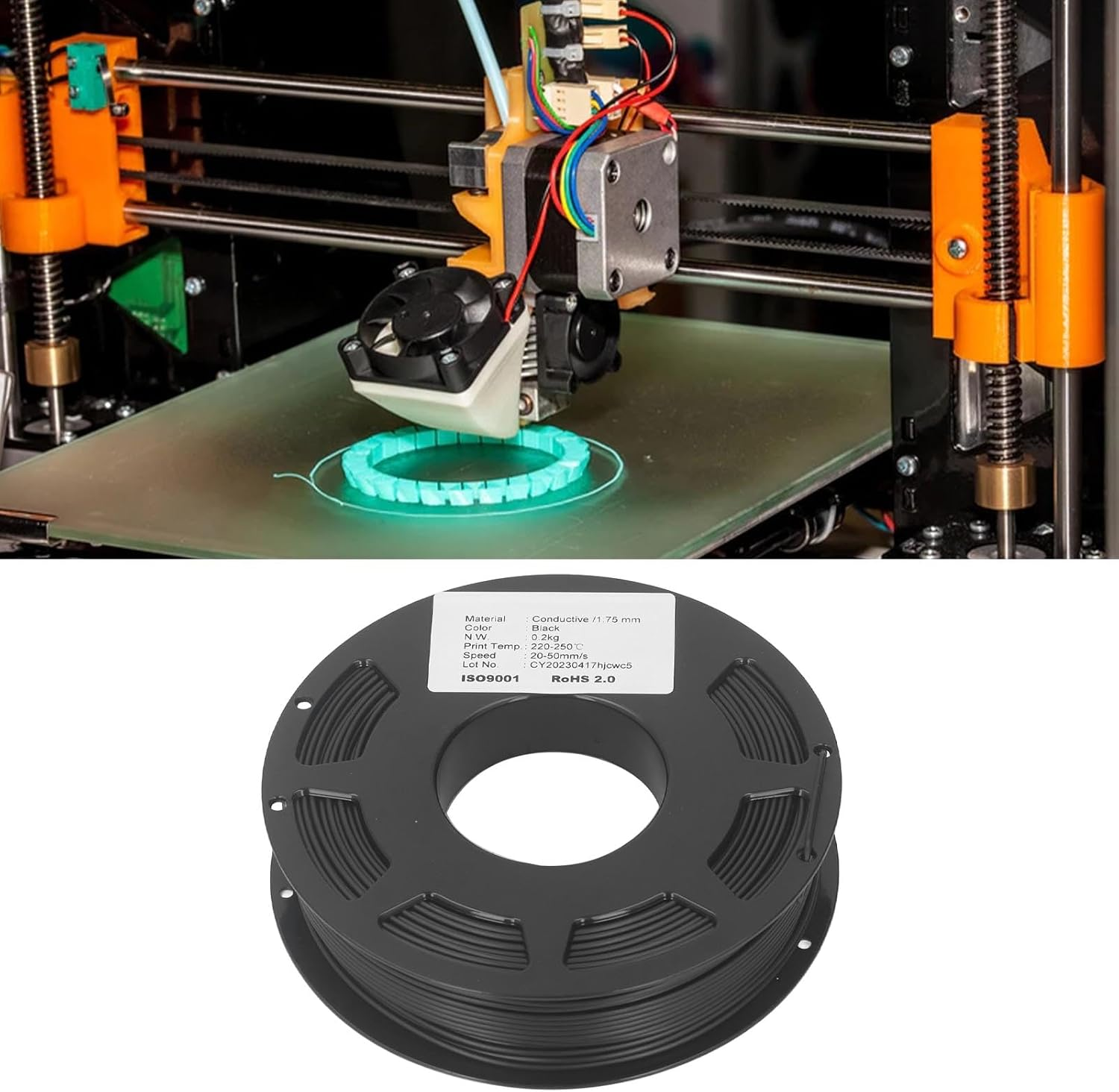 Conductive PLA Filament, 1.75Mm Bundle 3D Printer Filament, 20-50Mm/S Printing Speed PLA 3D Printing Filament, Consumable 3D Printer Accessory, 1.75Mm Filament image number 1