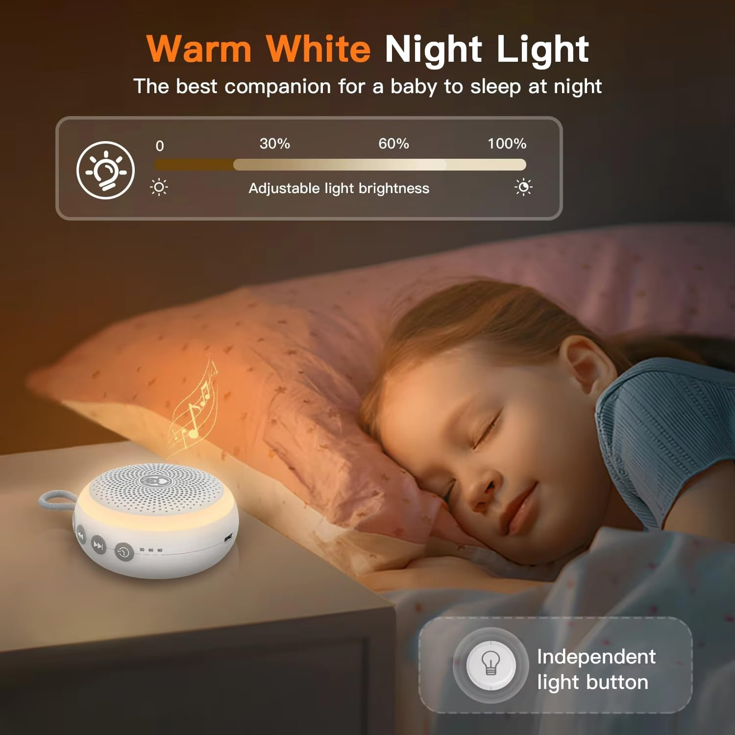 Omebel Portable White Noise Machine, 20 Soothing Sound for Sleeping, Night Light Adjustable, Sleep Timer, Volume Control, Sound Machine for Sleeping Baby Adults Kids