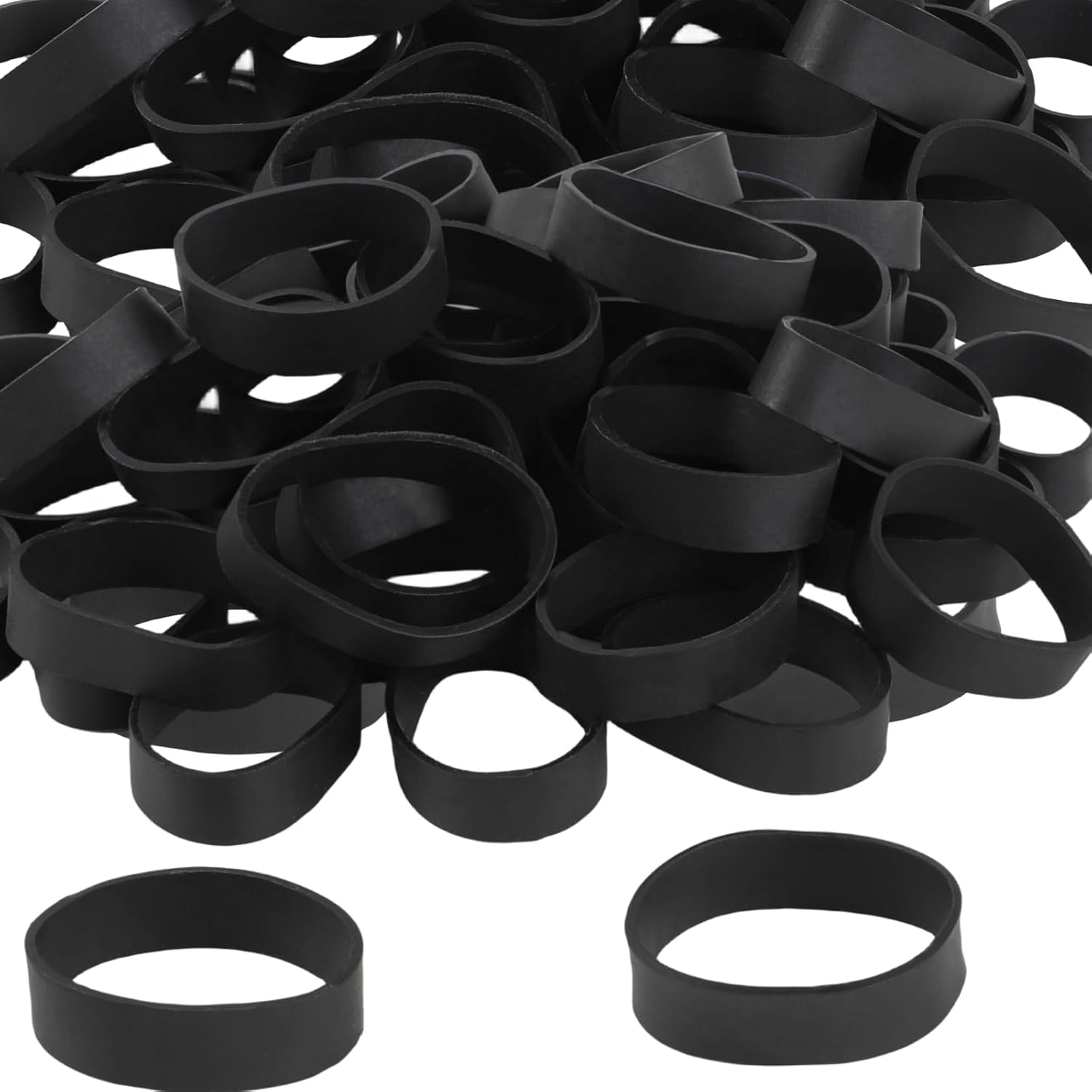 Tactical Rubber Bands Size #82 (2 1/2'' X 1/2''), 50 Pcs Black Thick Small Wide Strong Heavy Duty Rubber Bands Heat Cold UV Resistant for Hunting Hiking Backpacking Camping Survival Kit (50) image number 2