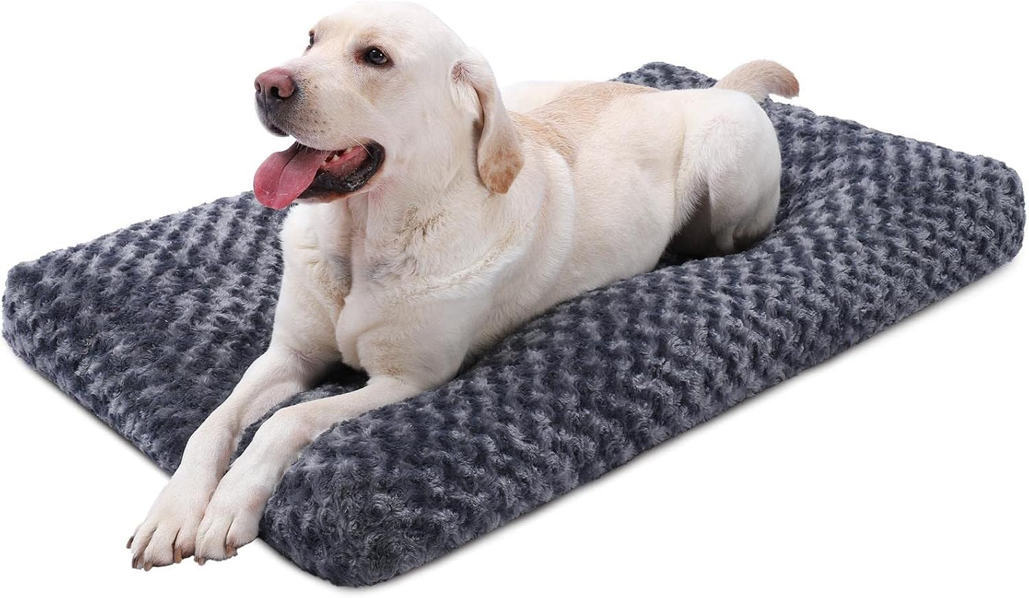 Washable Dog Bed, Dog Crate Mat Comfy Fluffy Kennel Pad Anti-Slip for Dogs, Soft Orthopedic Pad for Kennels for Dogs, Grey (90 * 60 * 8Cm) image number 5