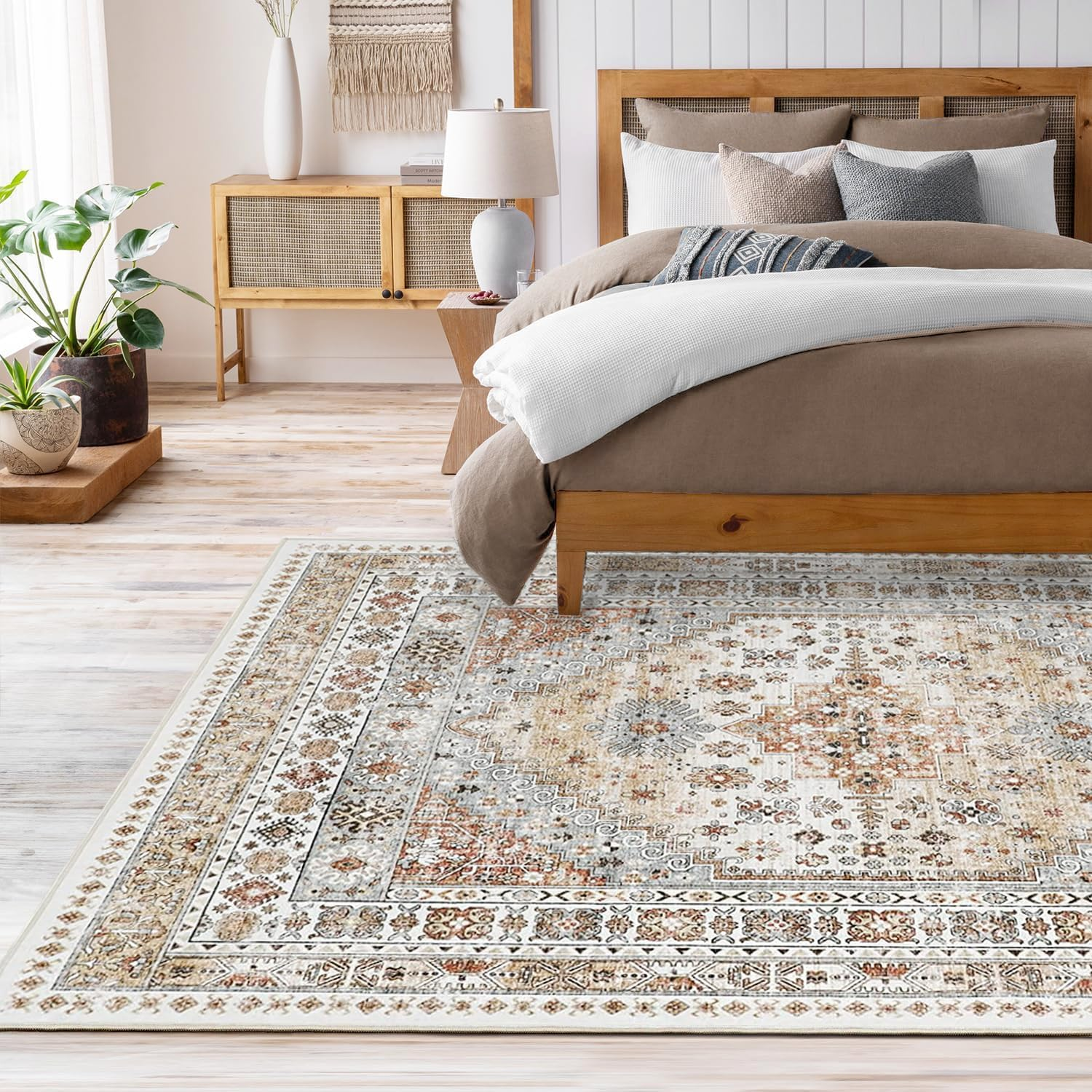 ZALLUC Premium Soft Faux Velvet Area Rug 230X160Cm with Vintage Design Washable Area Rug with Non Slip Rugs for Living Room Bedroom Rug Carpet Stain Resistant, Home Decor Office Boho Rug image number 5