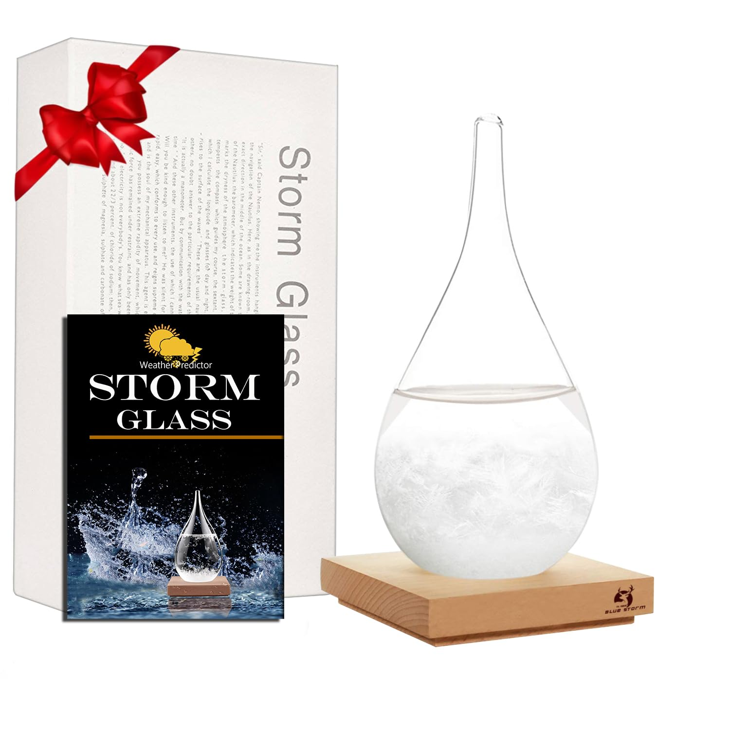 Storm Glass Weather Station - Cloud Storm Crystal Weather Forecast Bottle |Water Drops for Home and Office | Creative Stylish Decorative Desktop Weather Predictor | Weather Instrument image number 5