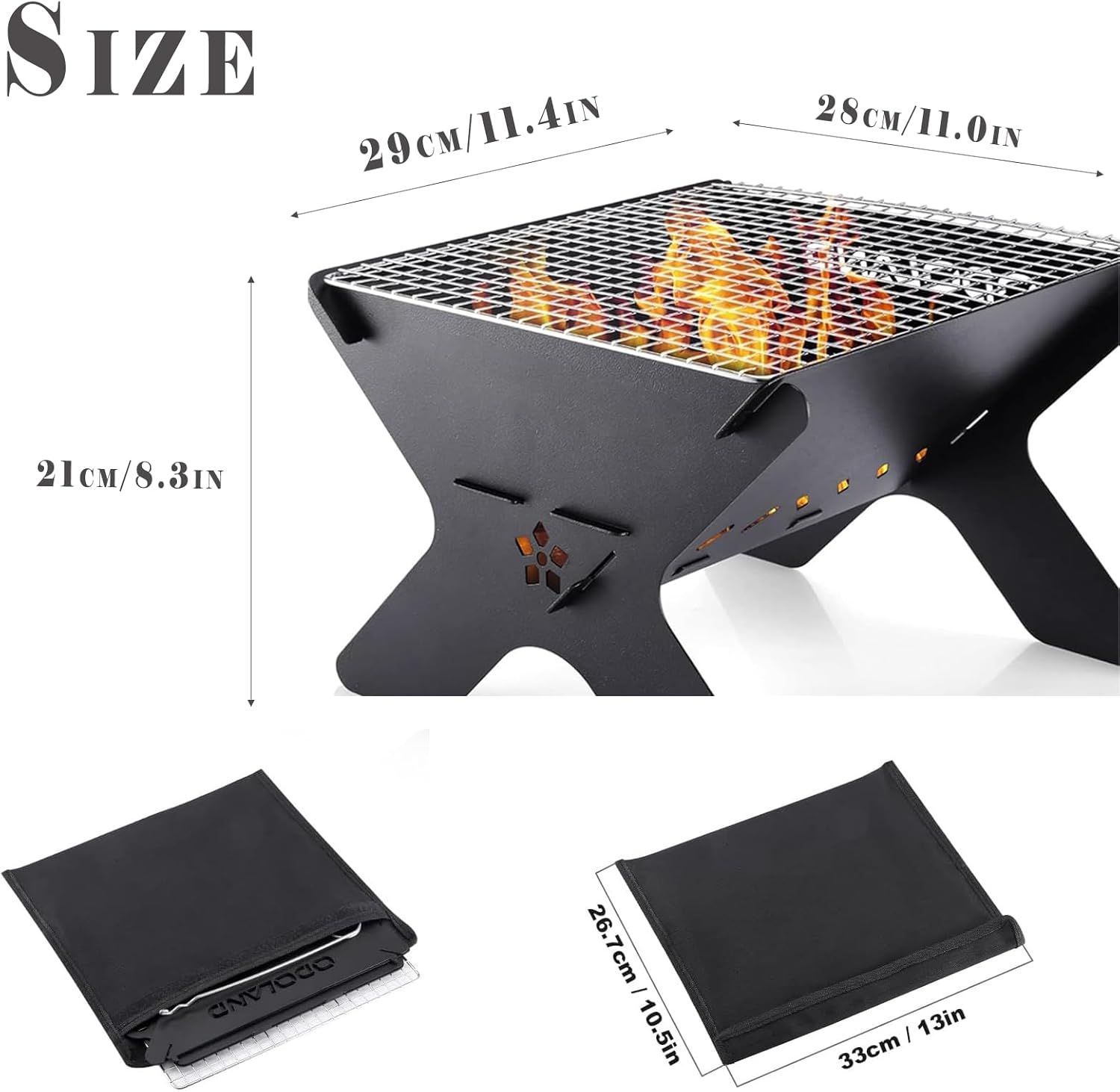 Folding Coal Grill - Compact Outdoor Fire Pit BBQ with Carry Case, Ideal for Camp Cooking, Backyard, Bonfires & Patio image number 1