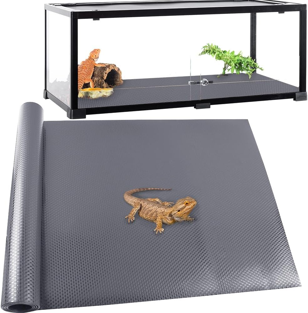 TCYPUHL Reptile Carpet, Reptile Mat, Bearded Dragon, Leopard Gecko Substrate,Bearded Dragon Tank Flooring Grey