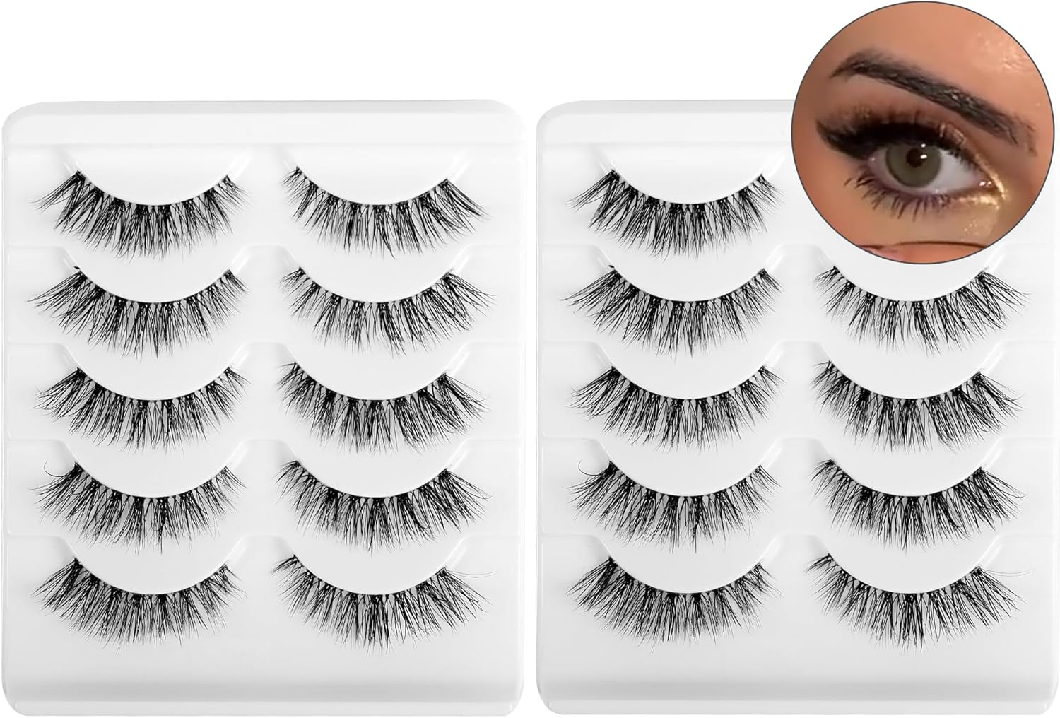 Eyelashes Lashes False Eyelashes Natural Eyelashes Wispy Lashes Mink Lashes False Eyelashes Natural 10 Pairs Frihappy Dw4-Wispy image number 1