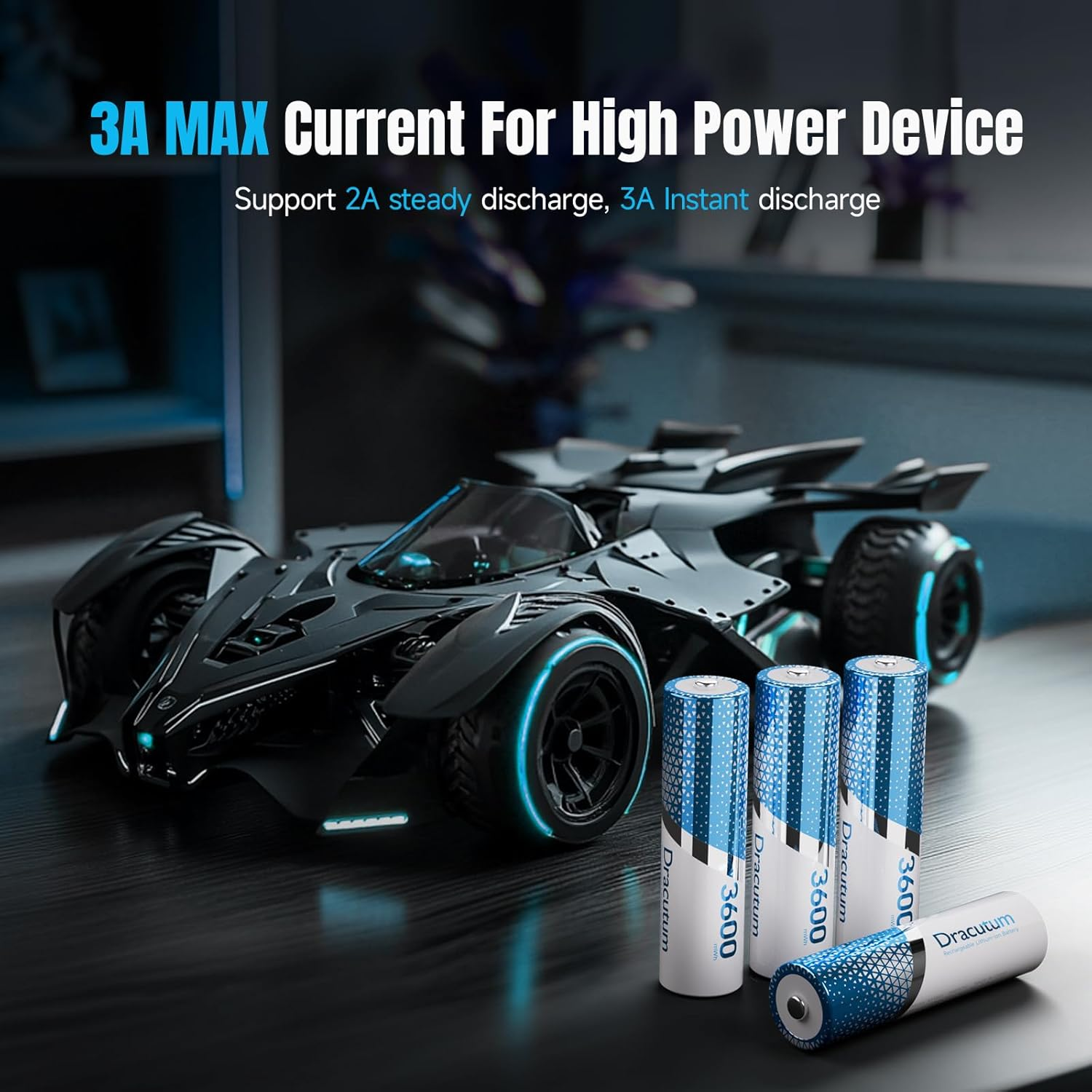 AA Rechargeable Batteries Lithium 8 Pack with Charger - 3600Mwh High Capacity 1.5V Rechargeable AA Batteries, 2000 Cycles Long-Lasting Li-Ion Doubel a Batteries with Integrated Charing Storage Box image number 1