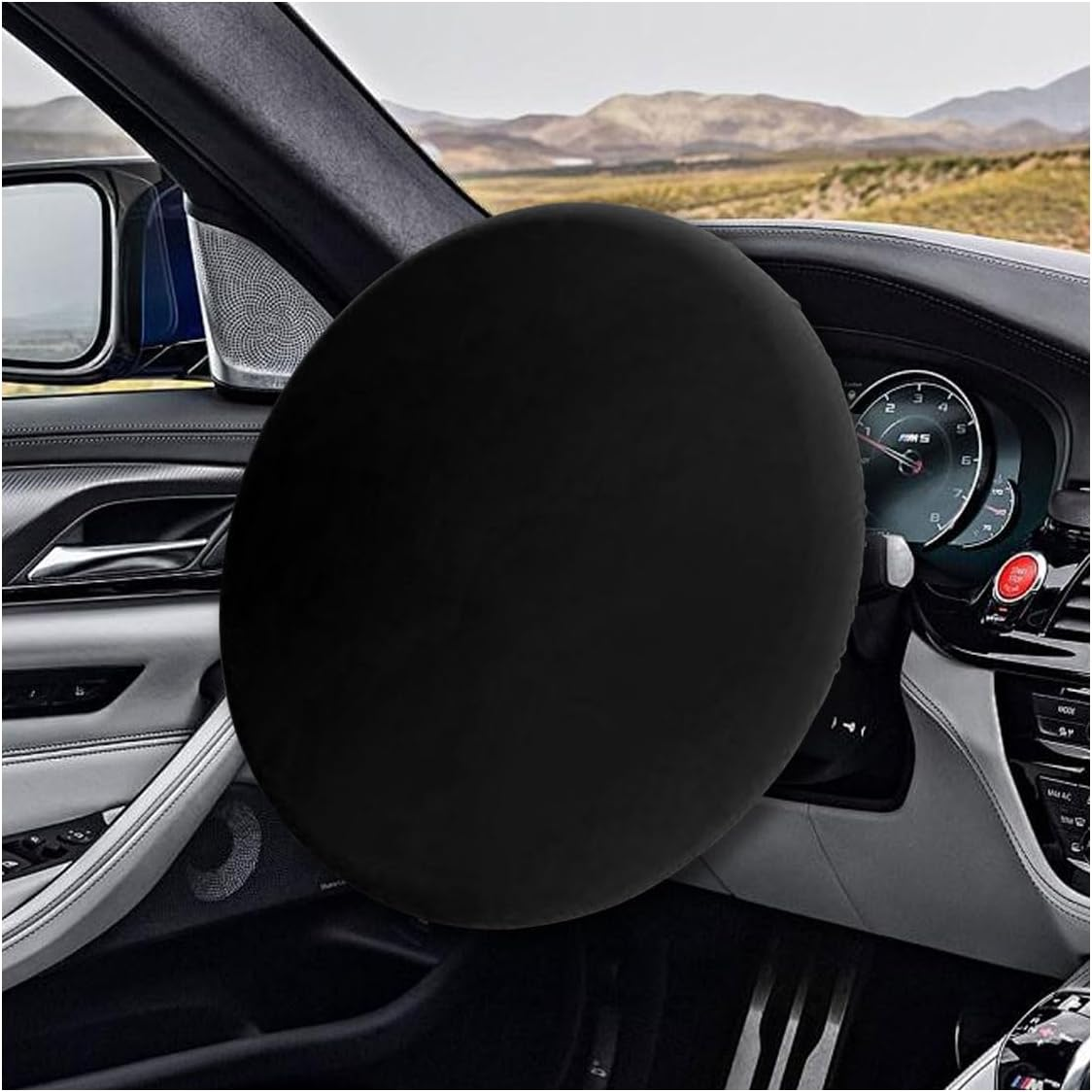 Car Steering Wheel Cover Sun Shade, Anti-Heat Steering Wheel Protector, Universal 18 Inch Auto Steering Wheel Sun Block Cover, Steering Wheel Shield Accessories for Most Car Truck SUV (Black)