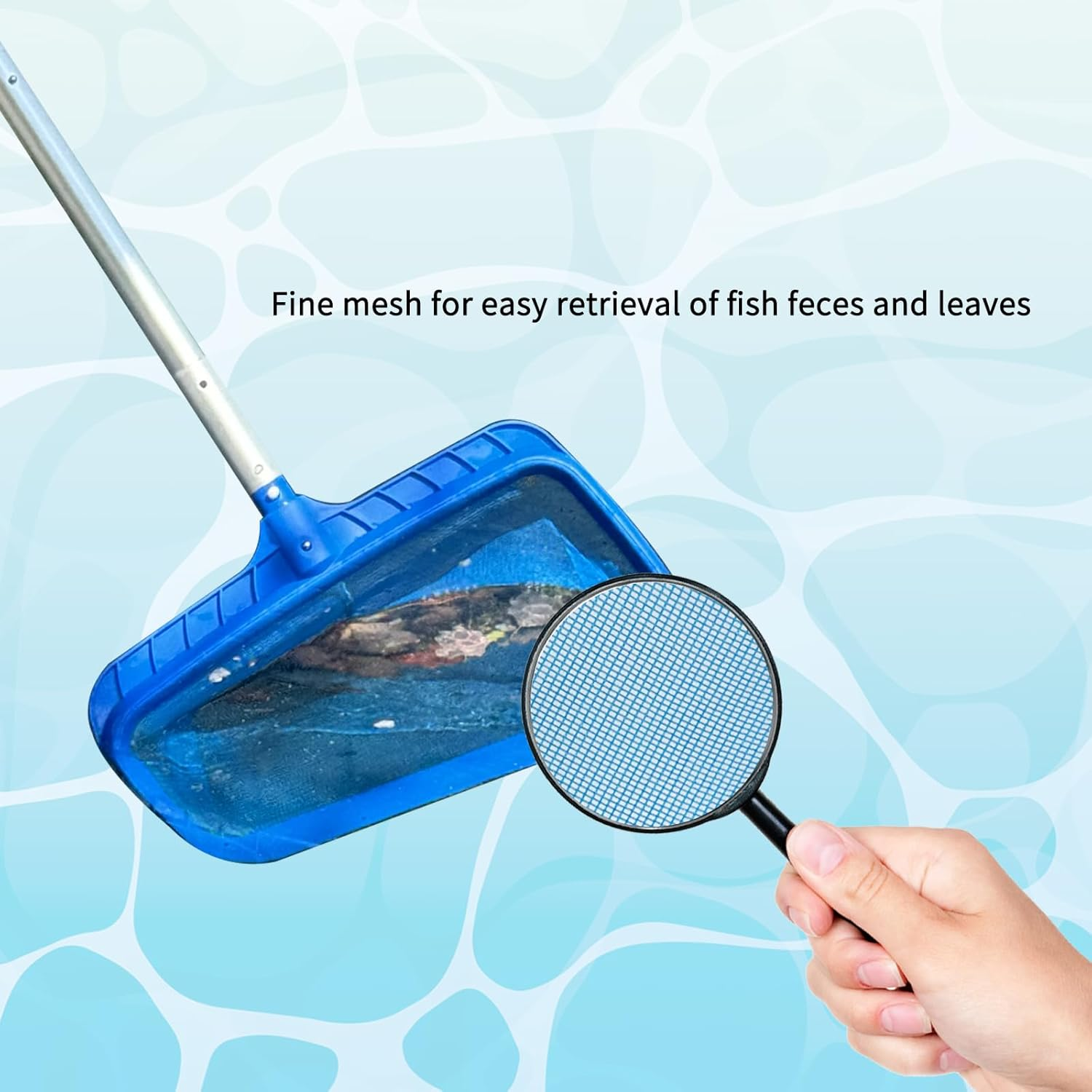 Larger Capacity Pool Skimmer Net with 3-Stage Adjustable Pole (71-137Cm), Deep Fine Mesh for Leaves and Debris（Total Length 1.67M） image number 4