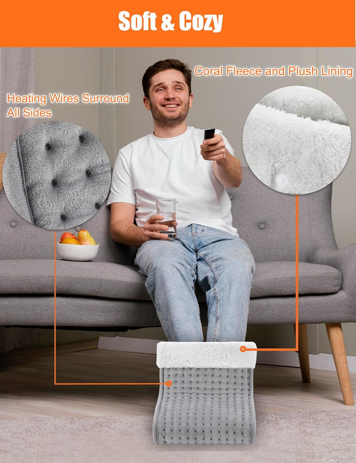 Foot Warmers, under Desk Foot Warmer for Women Men, Electric Heating Pad, 10 Level Heating 3 Level Timer with Auto Shut-Off, Mens Gifts for Anniversary Birthday Retirement Mothers Day image number 5