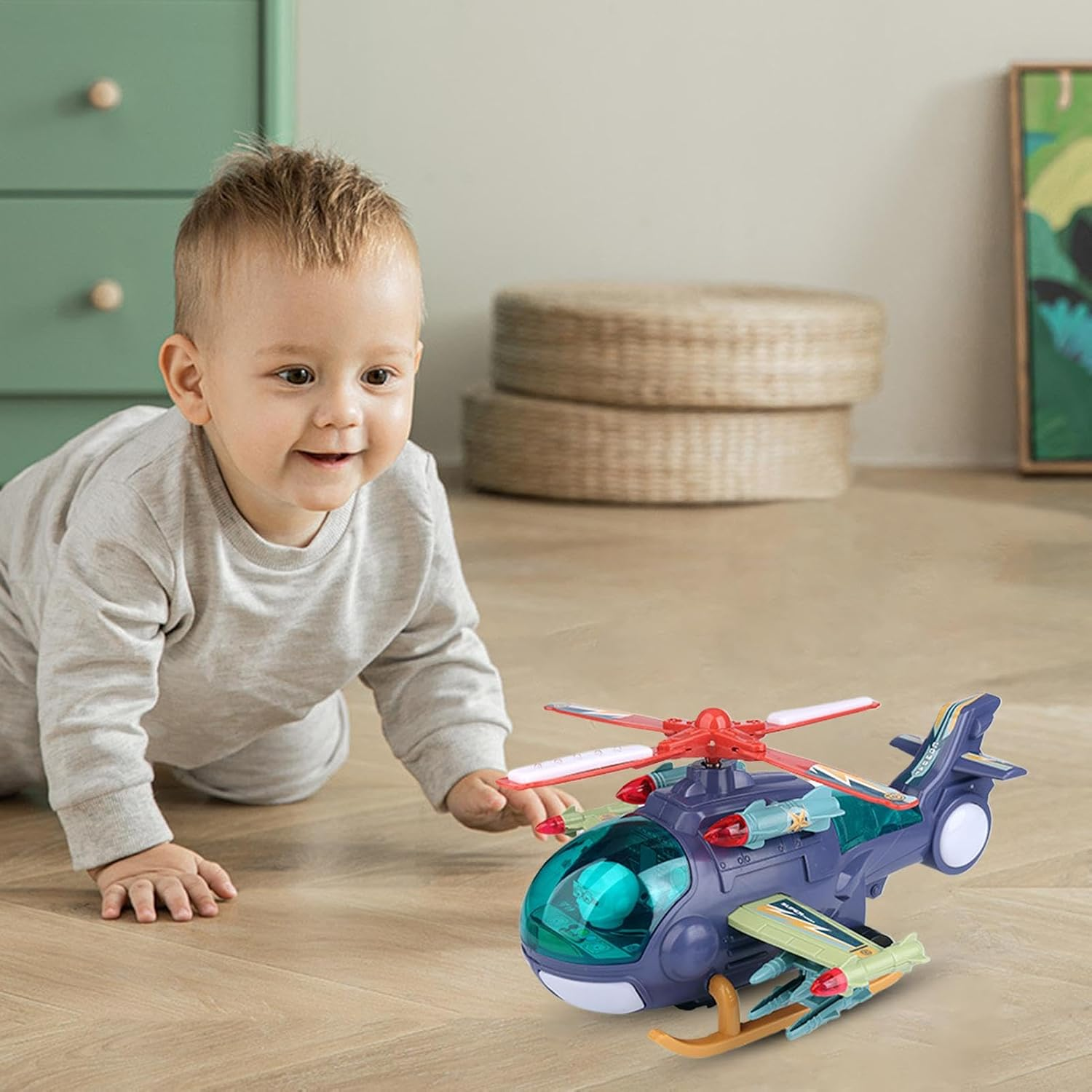 Helicopter Toy - Lighted Musical Toddler Plane Toy,Flying Helicopter Toy Fighter Model Toy Helicopter Drones for Kids Boys Girls image number 1