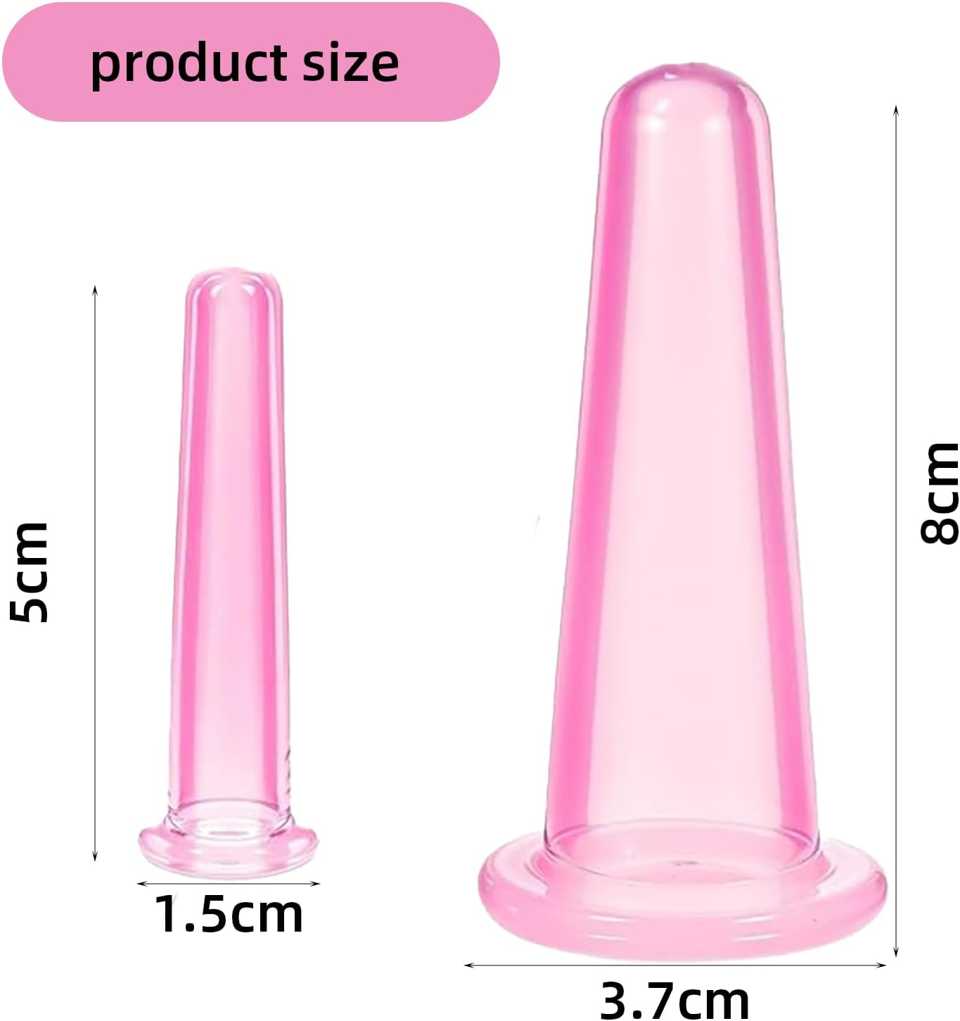 Xlihdzum 4-Piece Facial Cupping Therapy Set - Anti-Cellulite Silicone Vacuum Cups for Face & Eye Massage, Facial Cupping Cups for Beauty/Anti-Aging/Lymphatic Drainage (Pink, 2 Small + 2 Large) image number 4