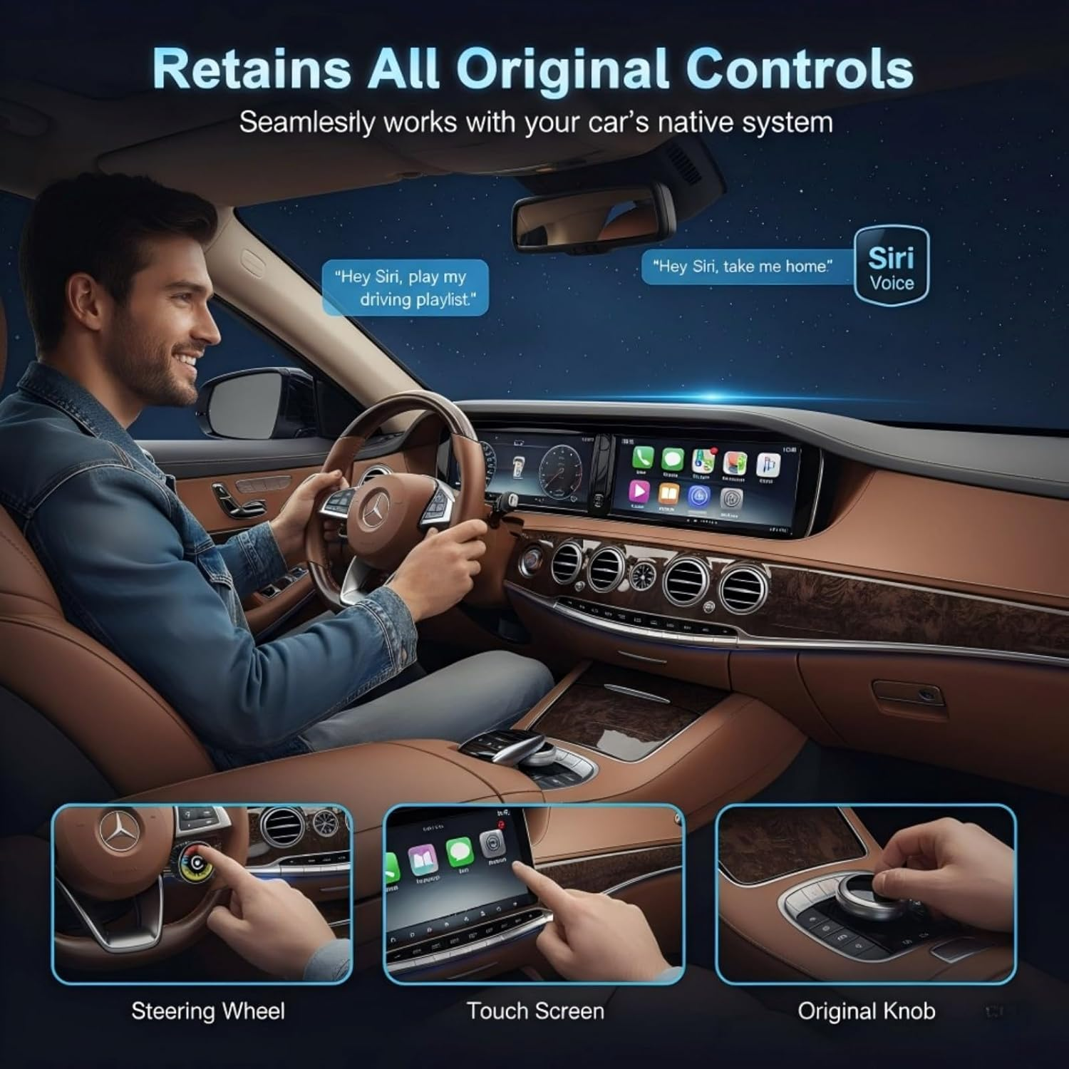 2-In-1 Wireless Carplay Adapter & Android Auto Wireless Adapter, Mini Carbon Fiber Design, 5.8Ghz Wifi No Delay Dongle for Cars with Factory Wired Carplay, Plug & Play, Includes USB & USB-C image number 4