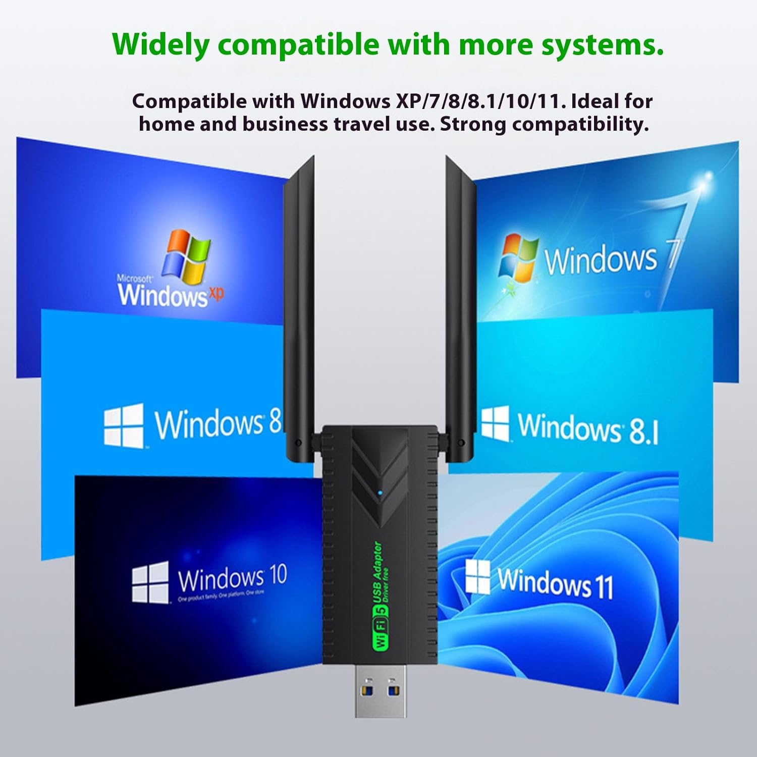 1300Mbps Wifi Adapter, Dual Band 2.4G/5.8G USB 3.0 Wifi Dongle, High Speed Wireless Network Adapter with Instant Plug & Play, Compatible with Windows & Mac OS &ndash; Black image number 3