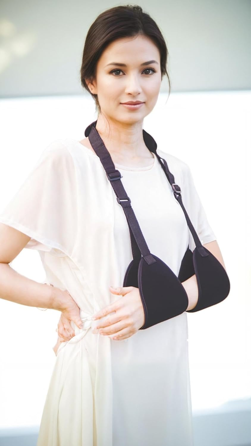 Adjustable Arm Support Sling for Rotator Cuff, Subluxation, & Post-Surgery Recovery - Comfortable & Durable Black Brace image number 4
