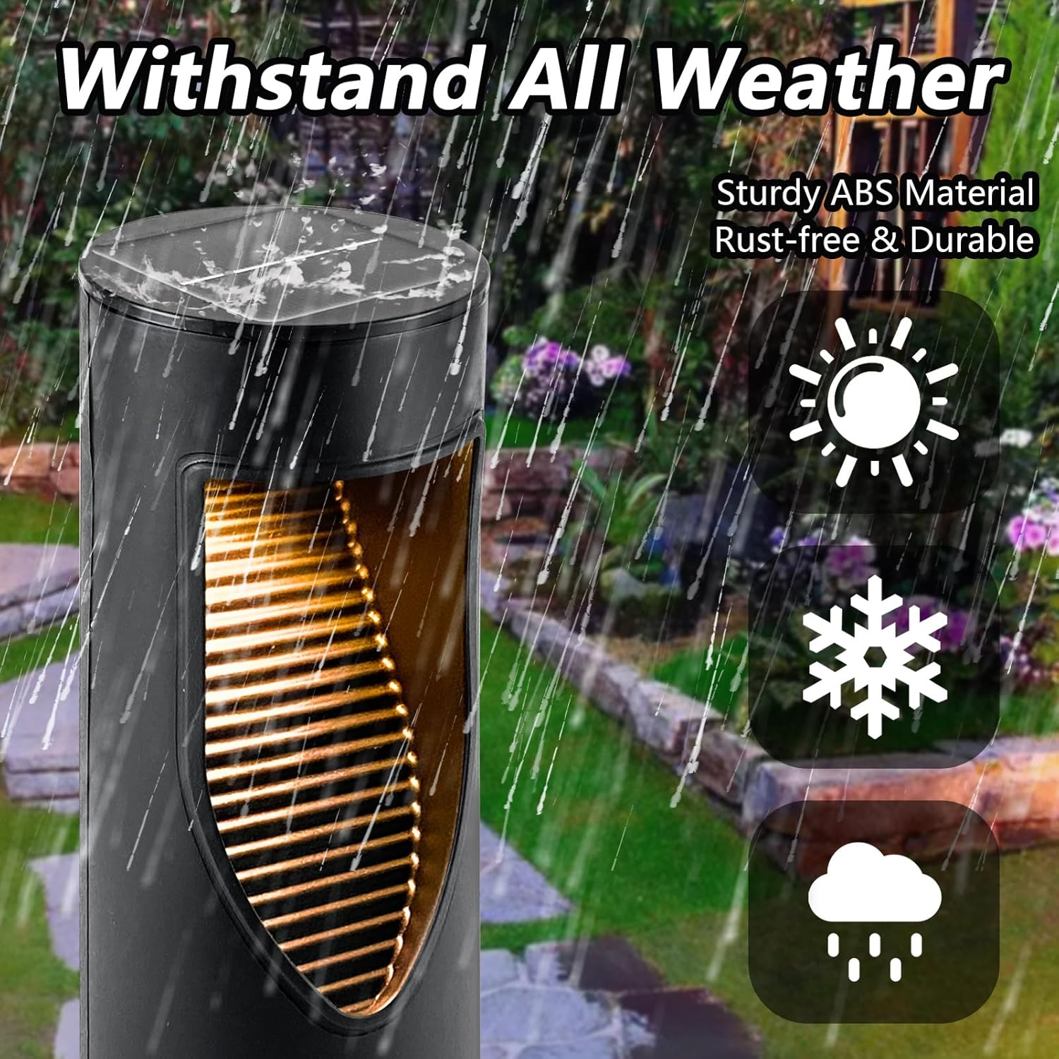 Solar Path Lights Outdoor 1 Pack, Bright Solar Pathway Lights outside Waterproof, Warm & Cool Walkway Lights Solar Powered, Landscape Lights for Driveway Lawn Patio Garden Yard image number 3