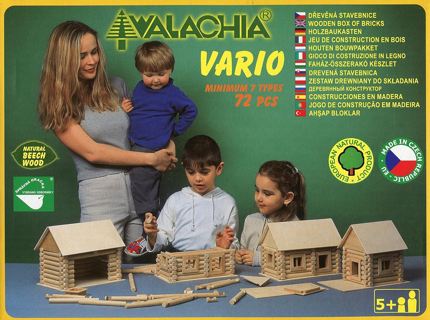 Walachia Vario Wooden Building Wooden Model Construction Box Set of 72 Pieces