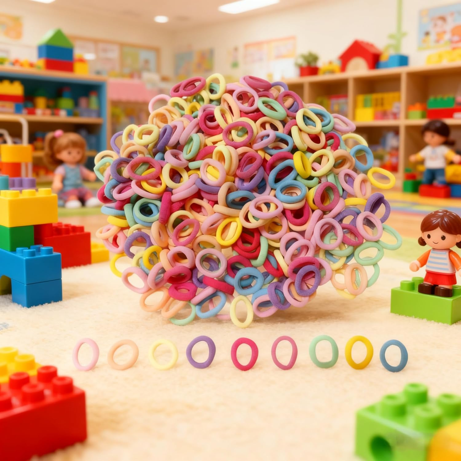 400 PCS Hair Ties Headbands Baby Girls Elastic Headbands Black Colorful Small Rubber Bands Ponytail Holder (Mixed Color Pink) image number 5