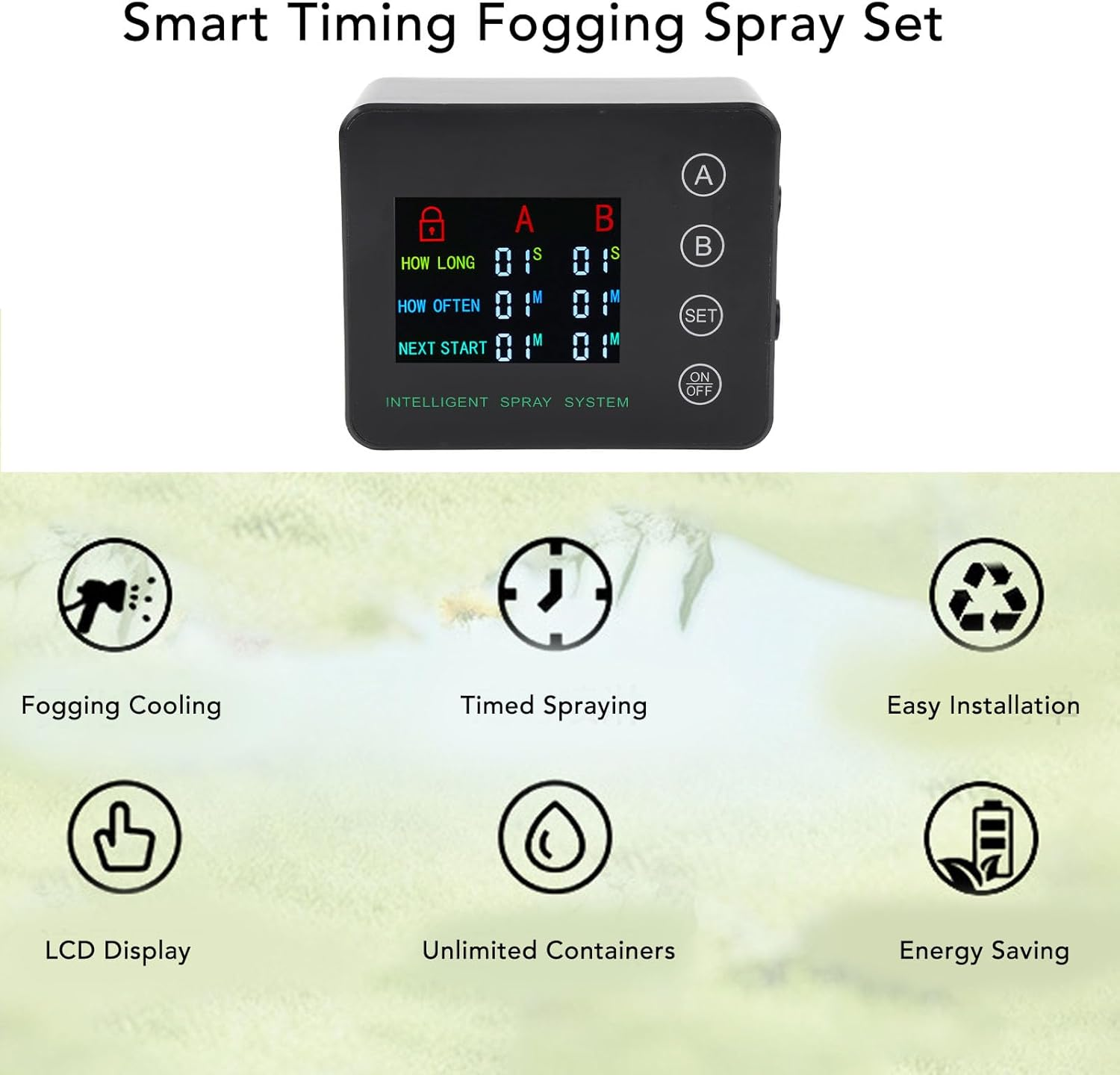 Reptile Humidifiers, Automatic Misting System Double Pump Smart Color Screen Adjustable Nozzle for Aquarium, Terrariums for Chameleons, Snake, Frog, Lizard