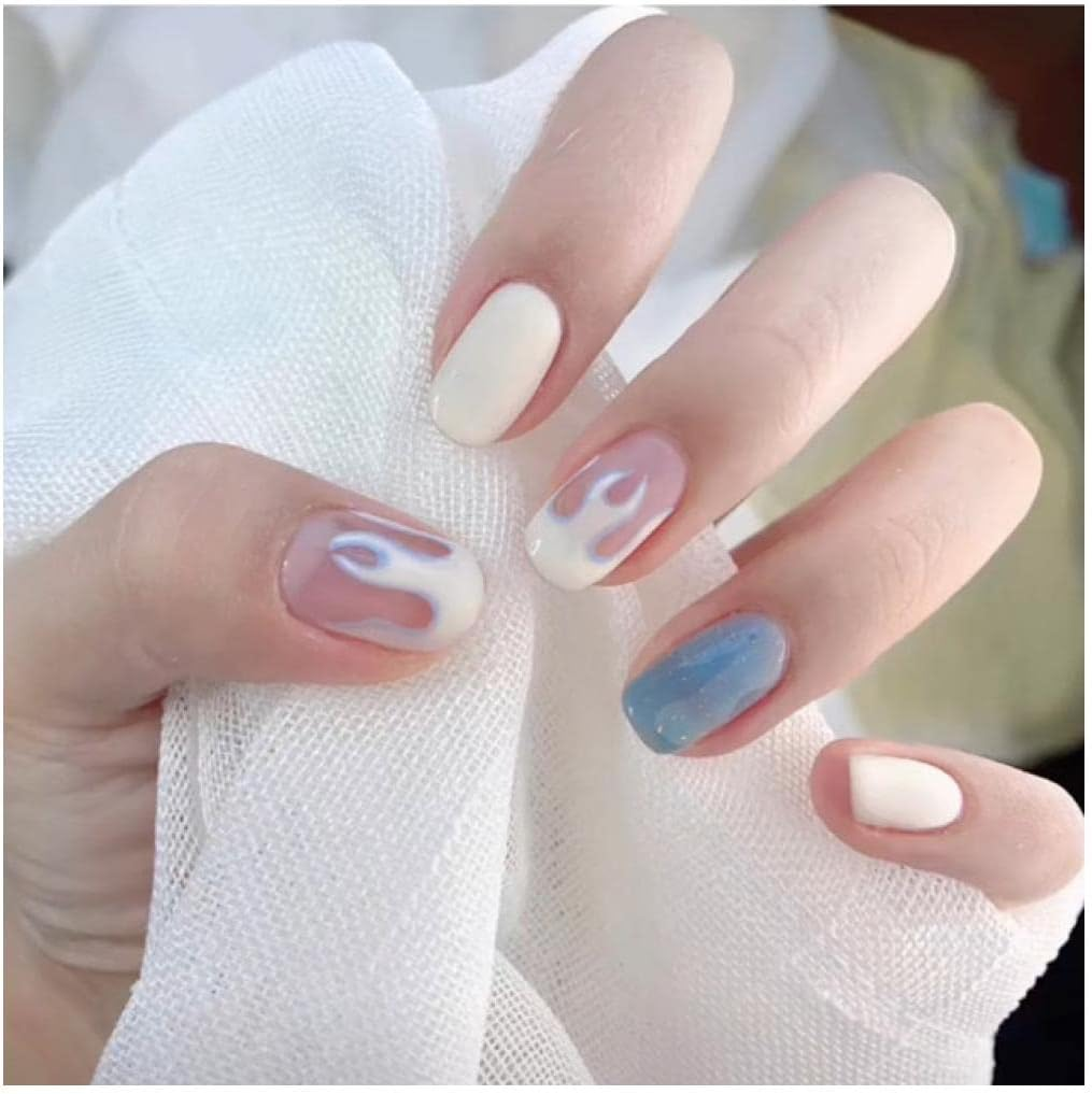 Fake Nail 24Pcs/Box Cute False Nails Nail Patch Wearable Nail Short False Nail Patch Full Cover Pink Heart Press on Nails for Women and Girls Women False Nails