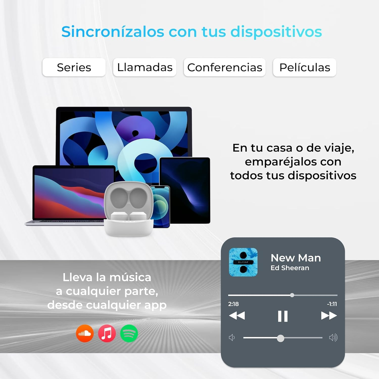 KSIX Oblivion Wireless Bluetooth Headphones, HD Microphone for Calls, Waterproof, Voice Assistants, 19 Hours Battery Life, True Wireless Stereo, Touch Control, Black - Black image number 6