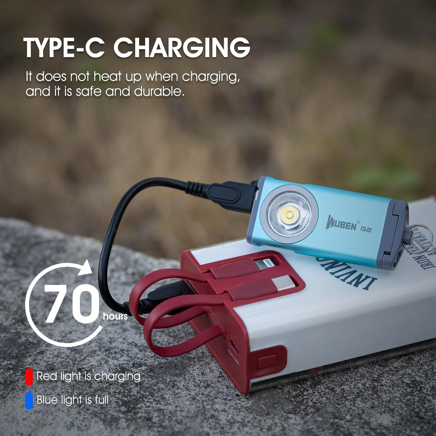 WUBEN G2 Flashlights 175&deg; Wide Beam, Rechargeable Keychain Flashlight High Lumens with Magnet Tail and Back Clip, 5 Light Modes Mini Torch Light for Indoor, Outdoor (Blue) image number 5