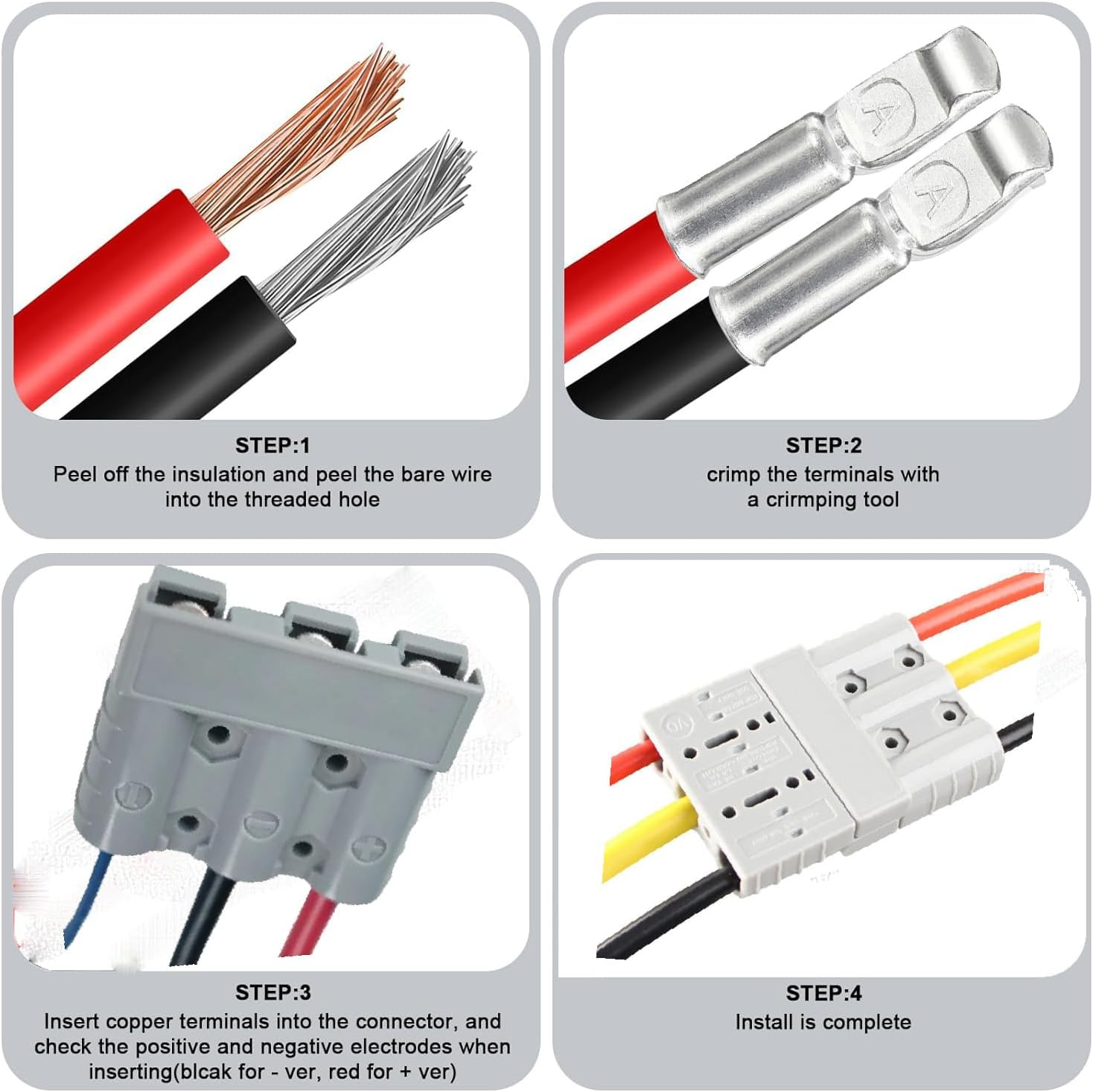 Wzenclave Anderson Style 3-Pole Battery Connector 50A 6AWG - Heavy Duty Quick Disconnect Plug for Solar Panels, 4WD, Caravans, DC Chargers & Trailers - 3-Pin Design for Secure Connection (2 Pack) image number 2