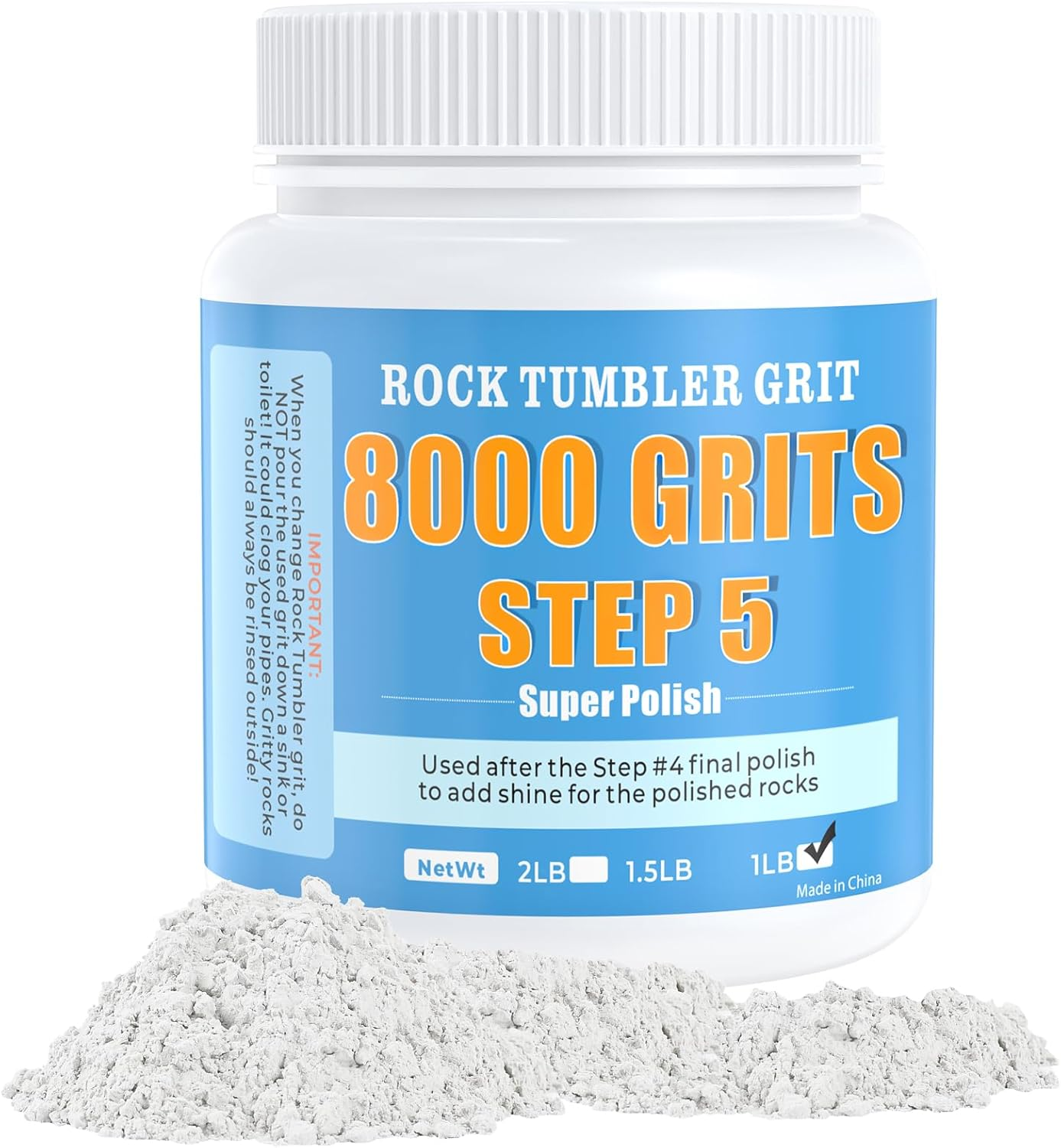 Koolstone Rock Tumbler 8000 Polishing Grits, Step 5 Grit - Premium Polishing Refill for Final Shine & Smoothing, 1 Lb Tumbler Media for Enhanced Rock Luster