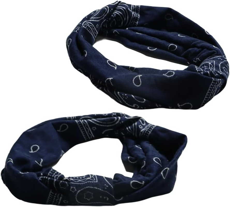 Enwye 3 Pieces Headband Women Wide Headband Boho Floral Print Knot Elastic for Running Yoga Head Wrap (3 Colors) image number 4