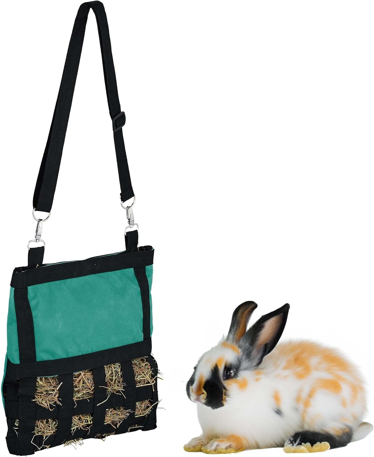 Relaxdays Fabric Hay Bag for Small Animals, H30 X W30 Cm, for Rabbits, Guinea Pigs, Hamsters, Blue/Black