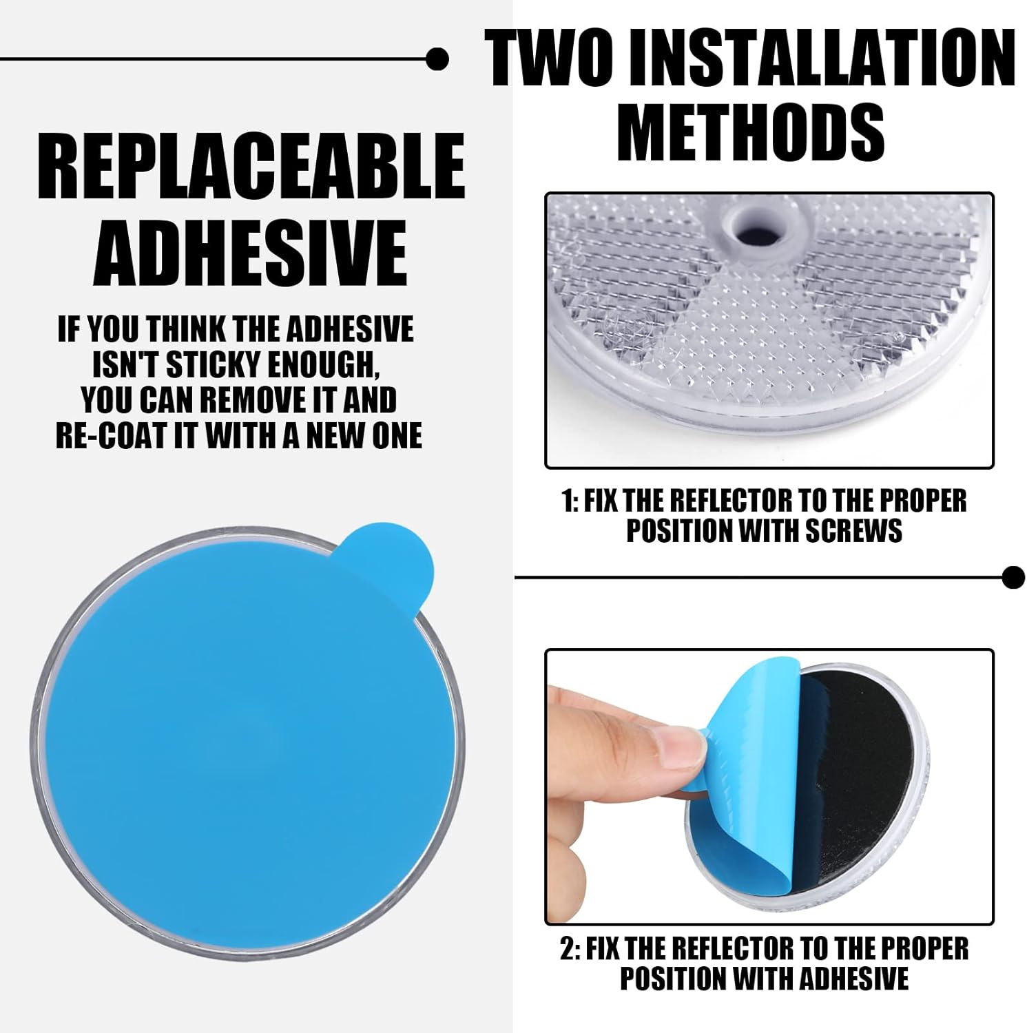 Kingdder 16 Pack Front round Reflector for Driveway Fence Gate Posts Trailers Safety Reflectors with Center Mounting Holes Automobiles Boats Mailboxes(White) - Yellow Green image number 2