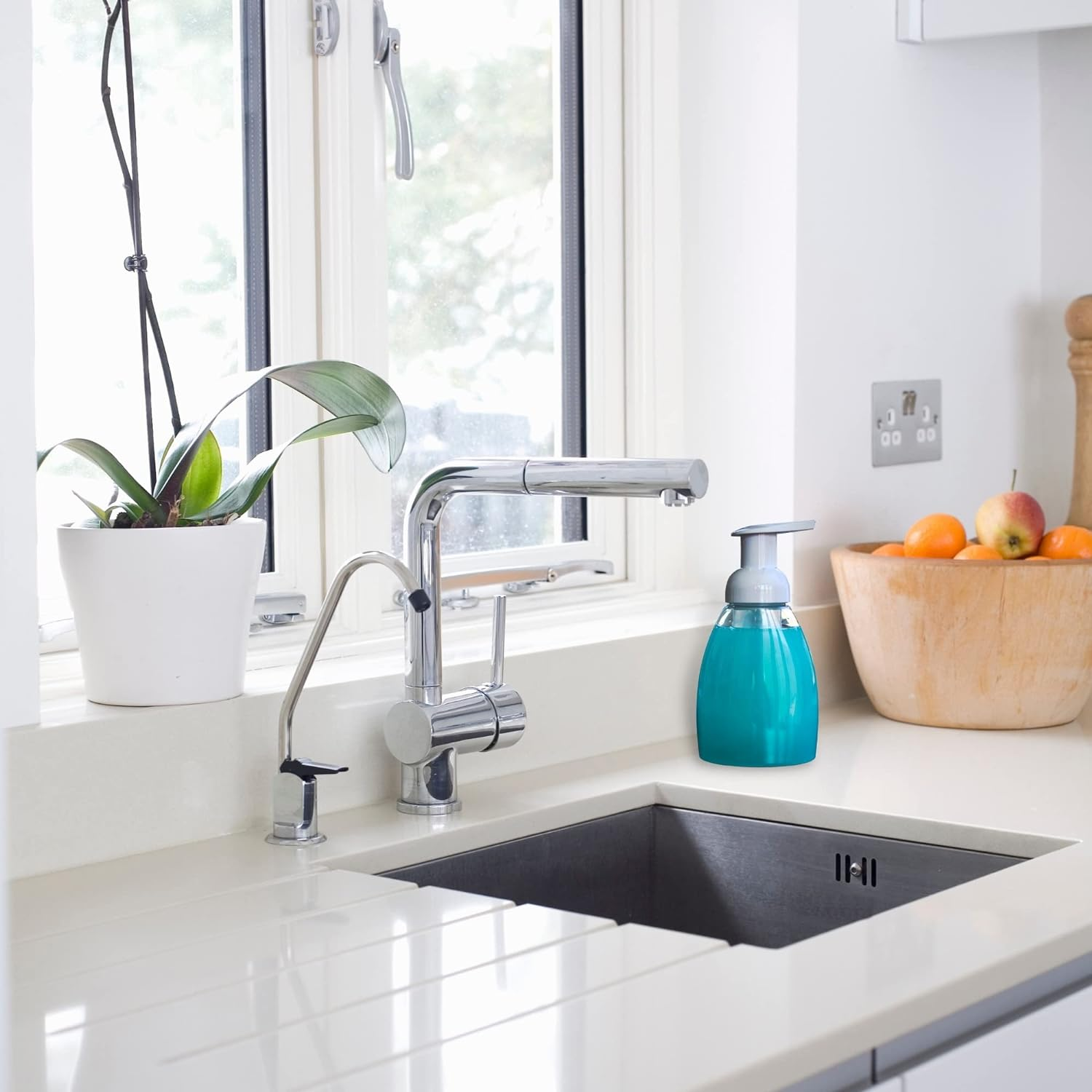 Clear Plastic Foaming Bathroom Countertop Soap Dispensers, Foaming Pump Bottles, Refillable Plastic Container for Liquid Soap, Compatible with Dr Bronner'S Pure Castile Soap 250Ml (8.5 Oz) - (3 Pack) image number 6