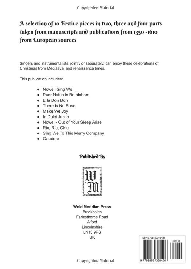 Ten Christmas Carols 1350-1610 in Two, Three and Four Parts - Score Only image number 1