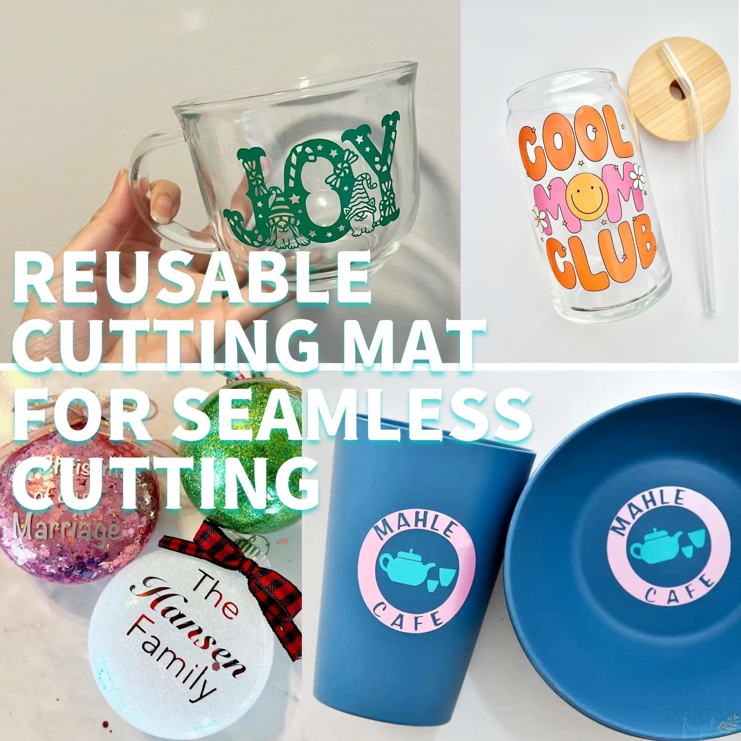 THANMAO 4.5" X 12" + 4.5" X 6.5"Cutting Mat，Blue Light Grip/Green Standard Grip/Purple Strong Grip, Adhesive Cutting Mats，Accessories for Cricut Joy（6 Pack） image number 1