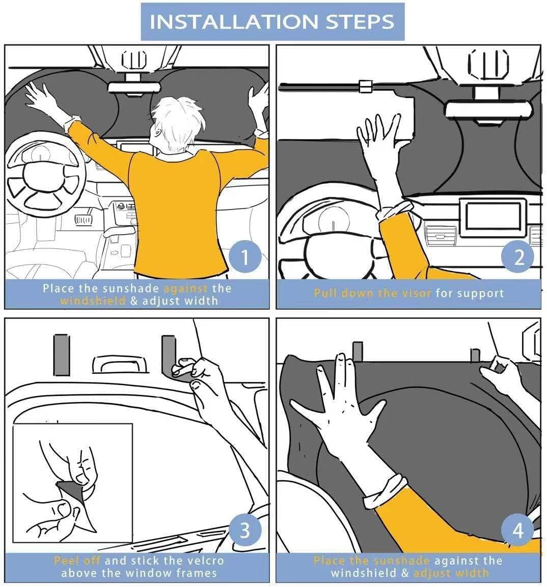 Blue Lion Windshield Sun Shade for Semi Trucks &ndash; Large Front Window UV Protector with Side Panels, Foldable Sun Visor for Volvo Freightliner Kenworth Peterbilt Trucks image number 2