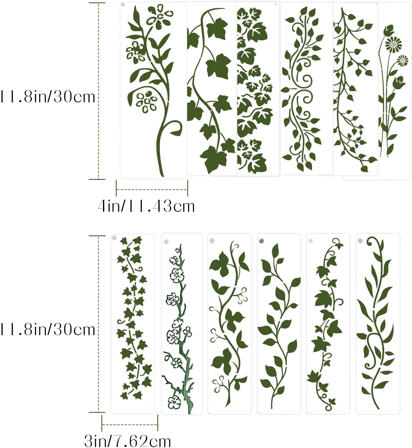 12PCS Large Wall Stencils for Painting,Vines/Flower Stencils,Stencils for Painting,Wall Stencil,Stencils for Crafts Reusable,Stencil Paint,Craft Stencils for Painting on Wood,Wall,Fabric,Furniture image number 1