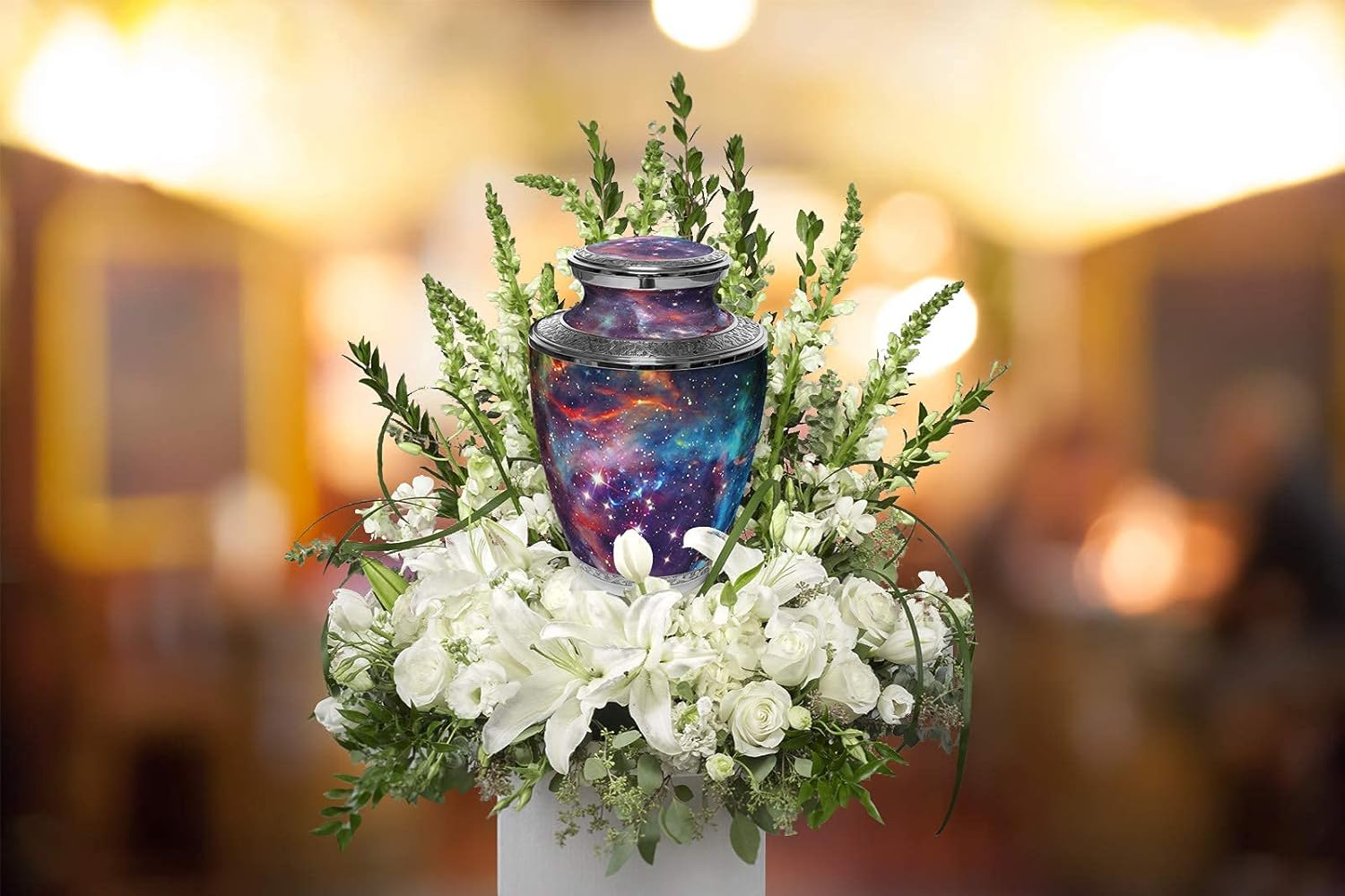Cosmic Galaxy Cremation Urn for Human Ashes - Funeral, Burial or Home. Decorative Urns XL Large & Small image number 5